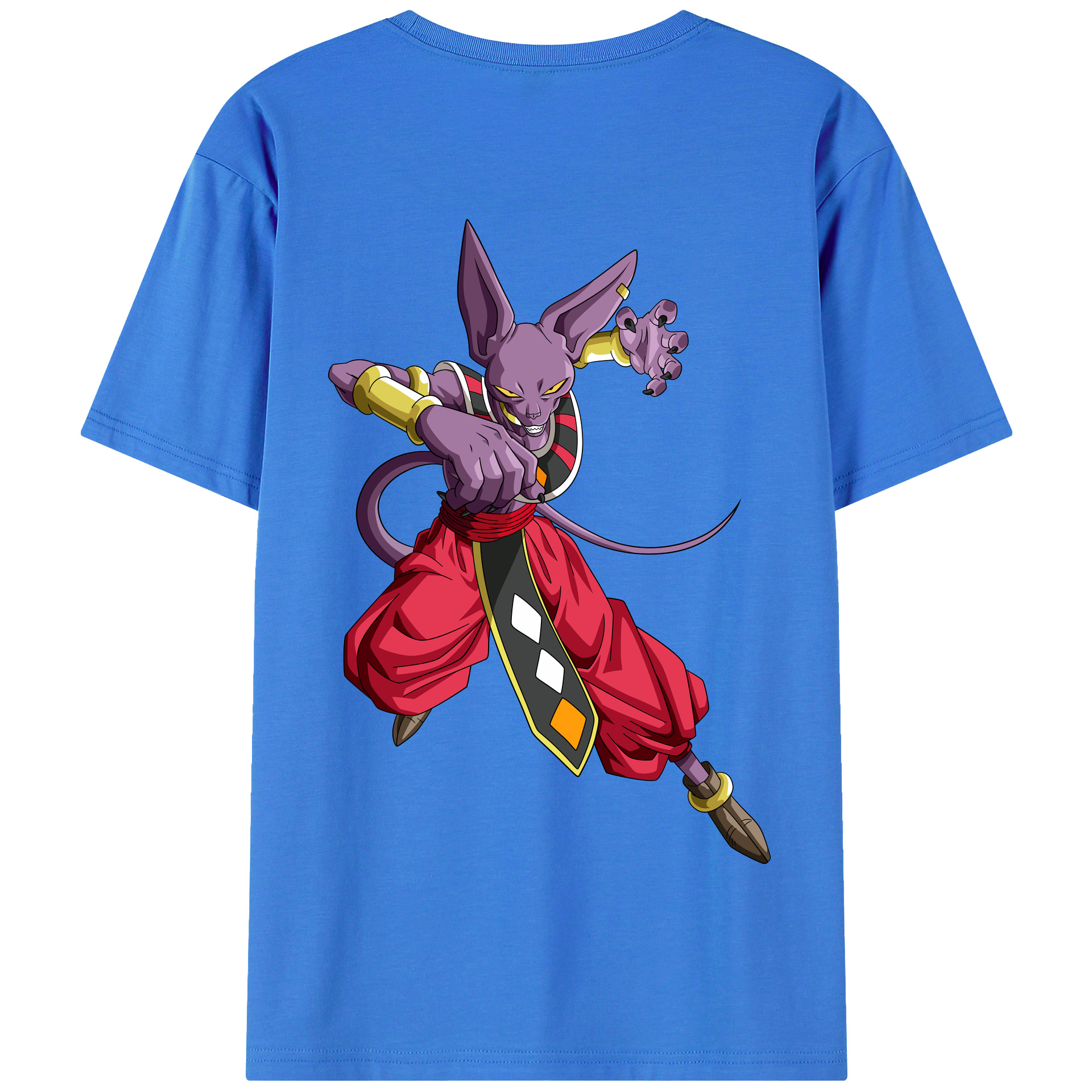 （画像用） ドラゴンボール ビルス 破壊神ビルス DRAGON BALL Beerus Birusu 綿100％半袖Tシャツ（背面プリント）