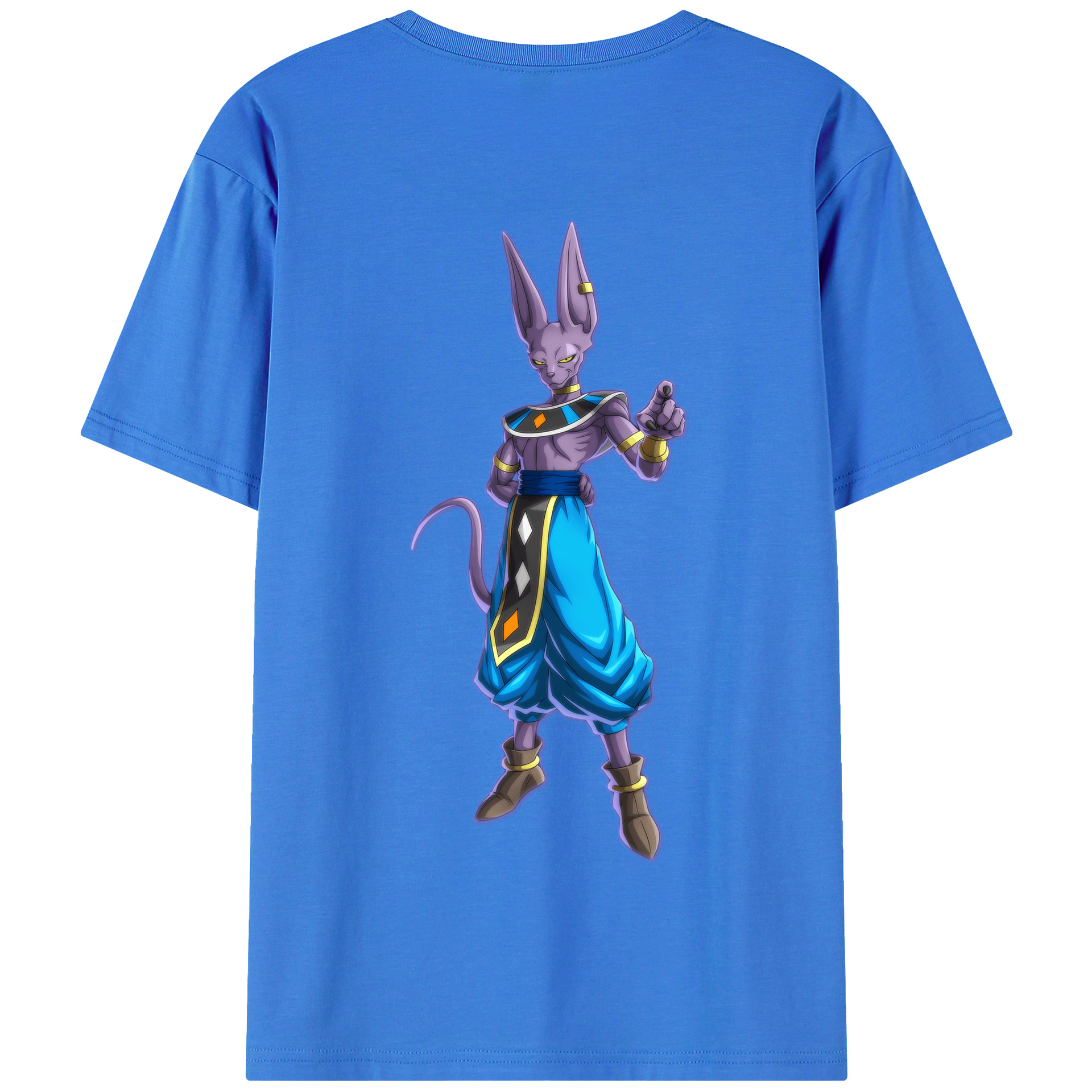 （画像用） ドラゴンボール ビルス 破壊神ビルス DRAGON BALL Beerus Birusu 綿100％半袖Tシャツ（背面プリント）