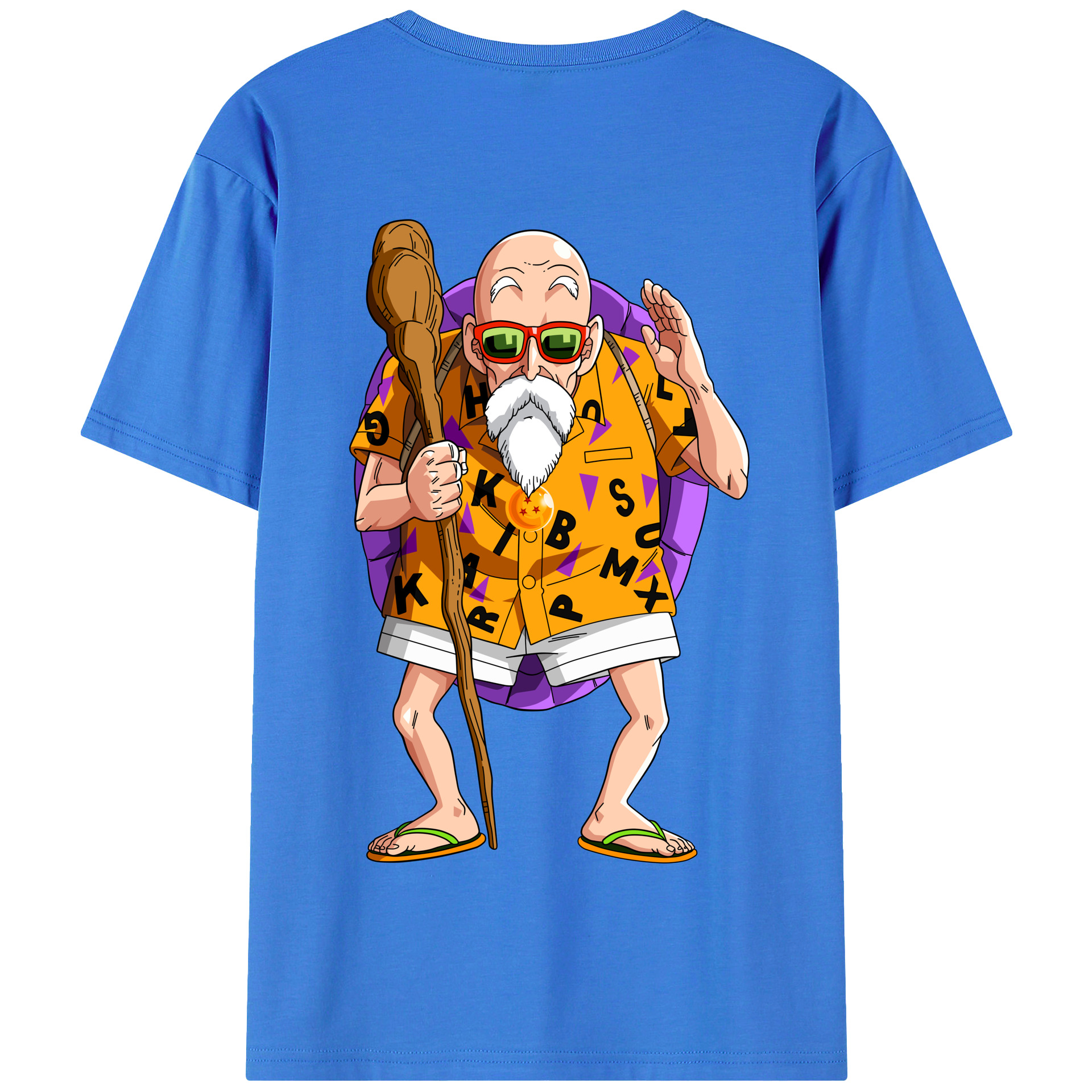 （画像用） ドラゴンボール 亀仙人（かめせんにん） DRAGON BALL Master Roshi Kame Sennin 綿100％半袖Tシャツ（背面プリント）