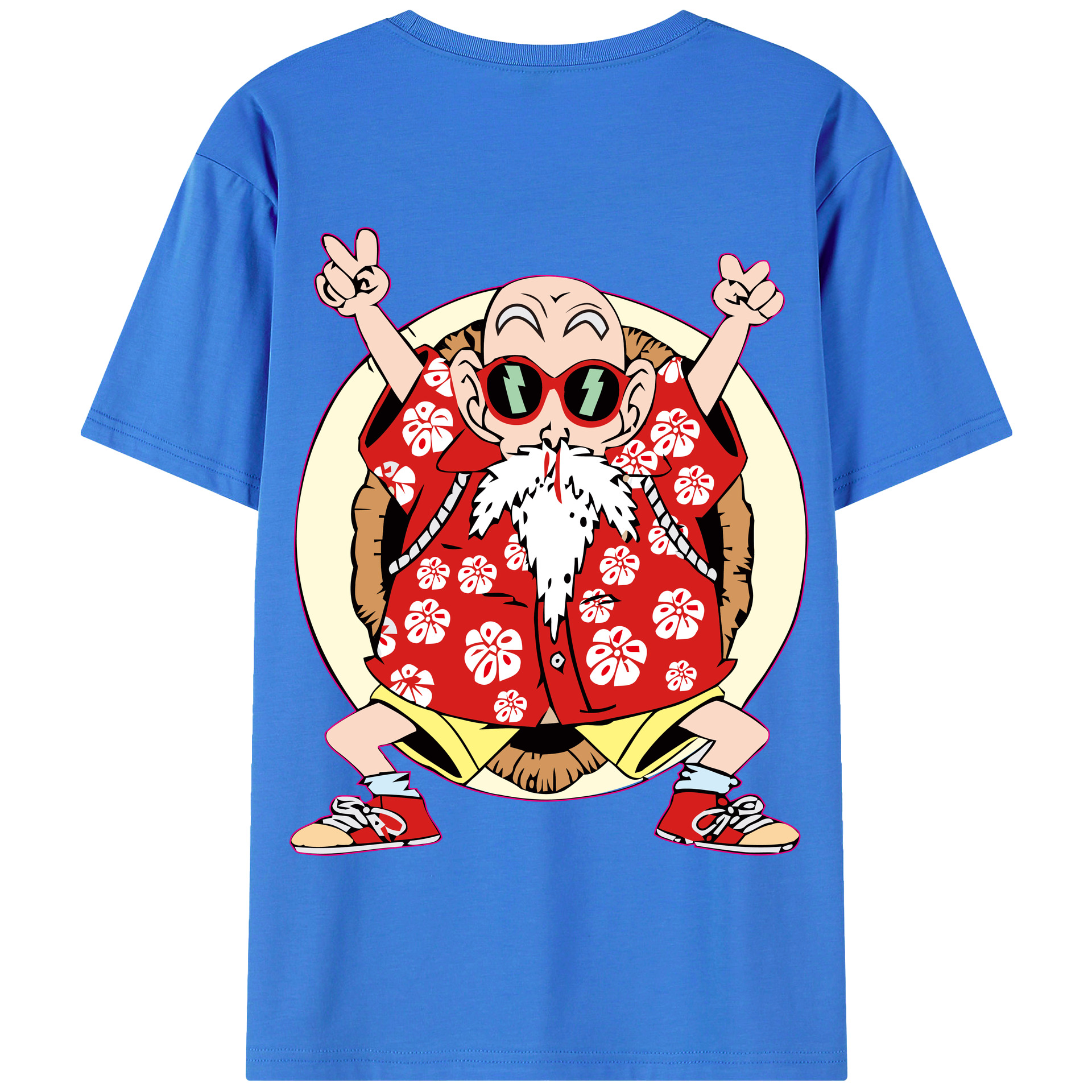 （画像用） ドラゴンボール 亀仙人（かめせんにん） DRAGON BALL Master Roshi Kame Sennin 綿100％半袖Tシャツ（背面プリント）