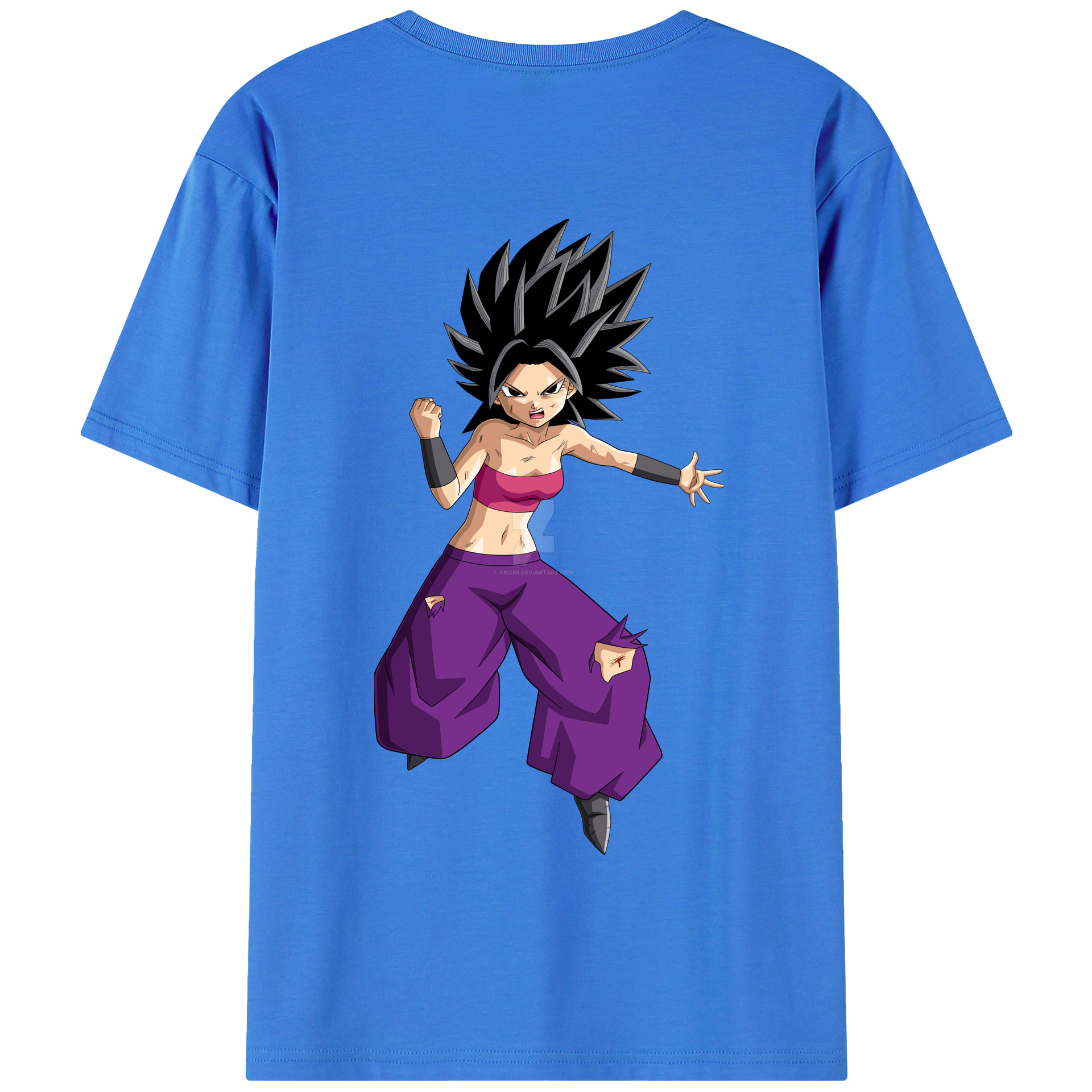 （画像用） ドラゴンボール カリフラ DRAGON BALL Caulifla 綿100％半袖Tシャツ（背面プリント）