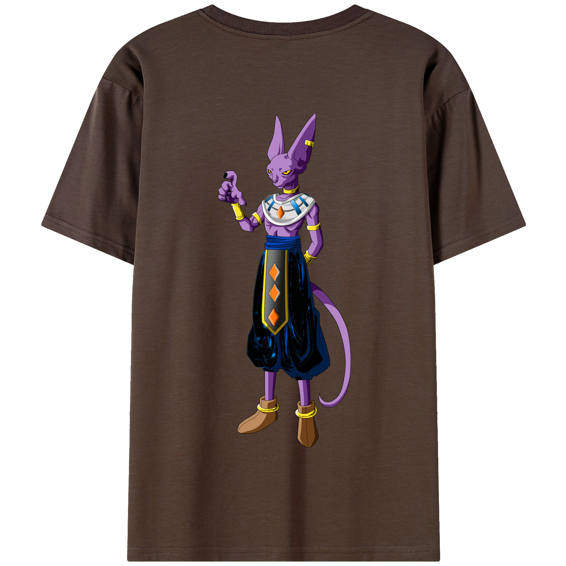 （画像用） ドラゴンボール ビルス 破壊神ビルス DRAGON BALL Beerus Birusu 綿100％半袖Tシャツ（背面プリント）