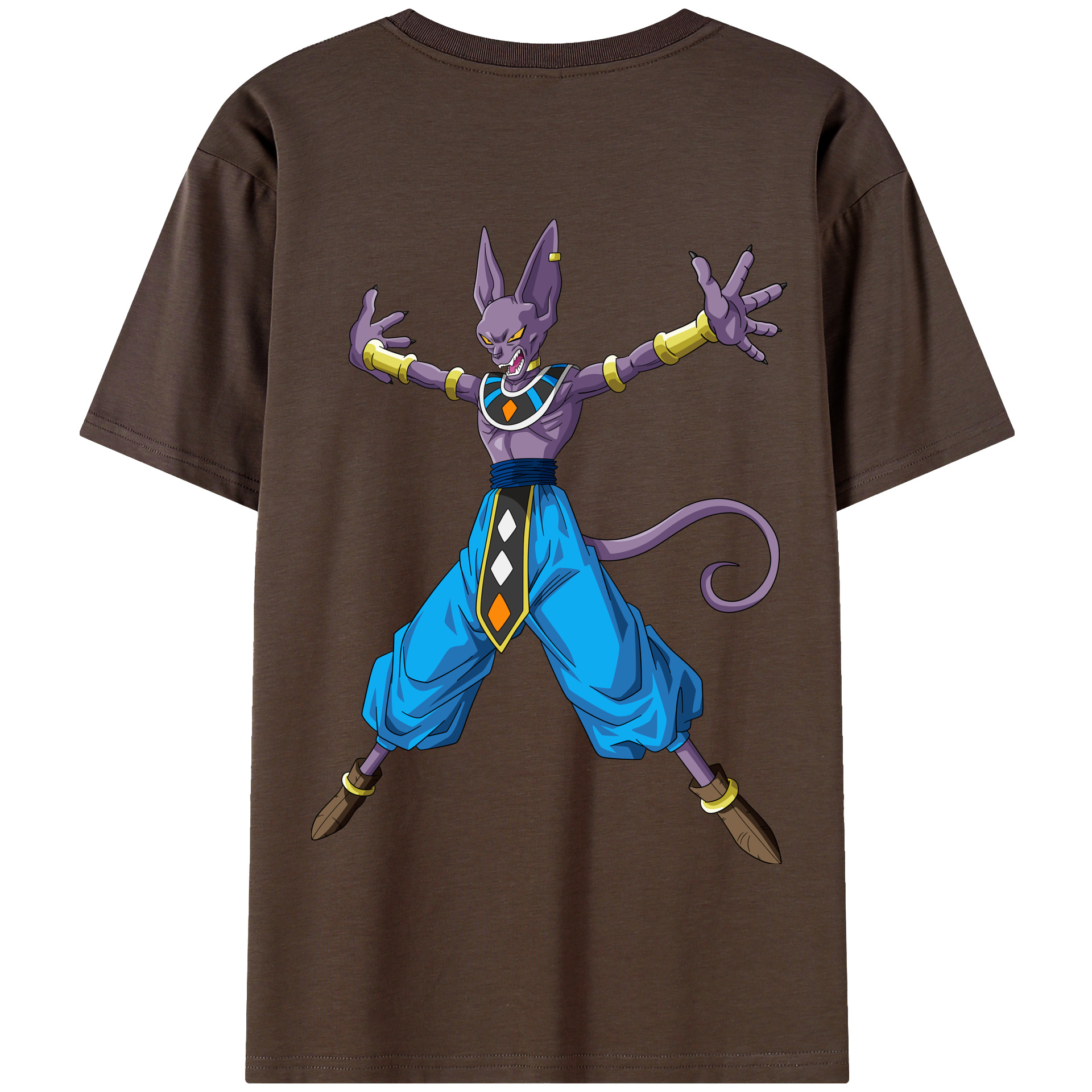 （画像用） ドラゴンボール ビルス 破壊神ビルス DRAGON BALL Beerus Birusu 綿100％半袖Tシャツ（背面プリント）