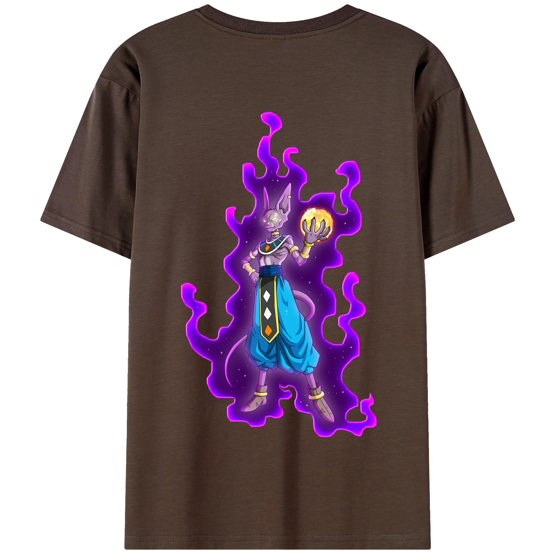 （画像用） ドラゴンボール ビルス 破壊神ビルス DRAGON BALL Beerus Birusu 綿100％半袖Tシャツ（背面プリント）