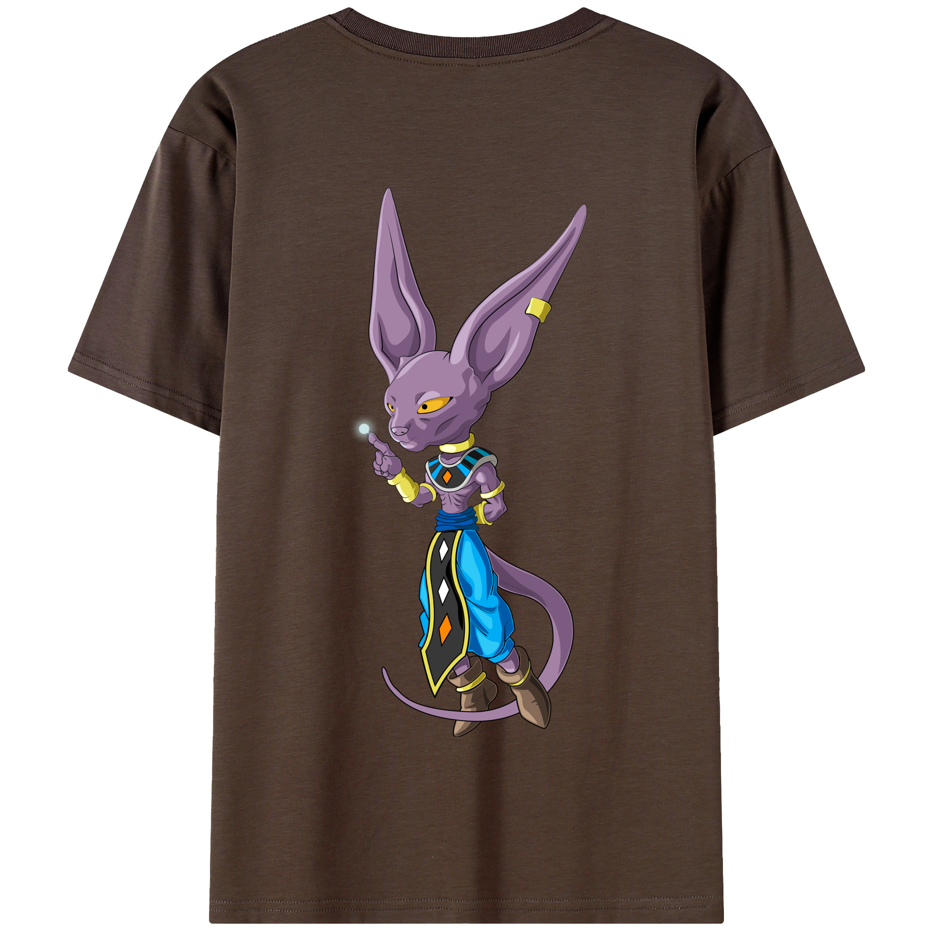 （画像用） ドラゴンボール ビルス 破壊神ビルス DRAGON BALL Beerus Birusu 綿100％半袖Tシャツ（背面プリント）