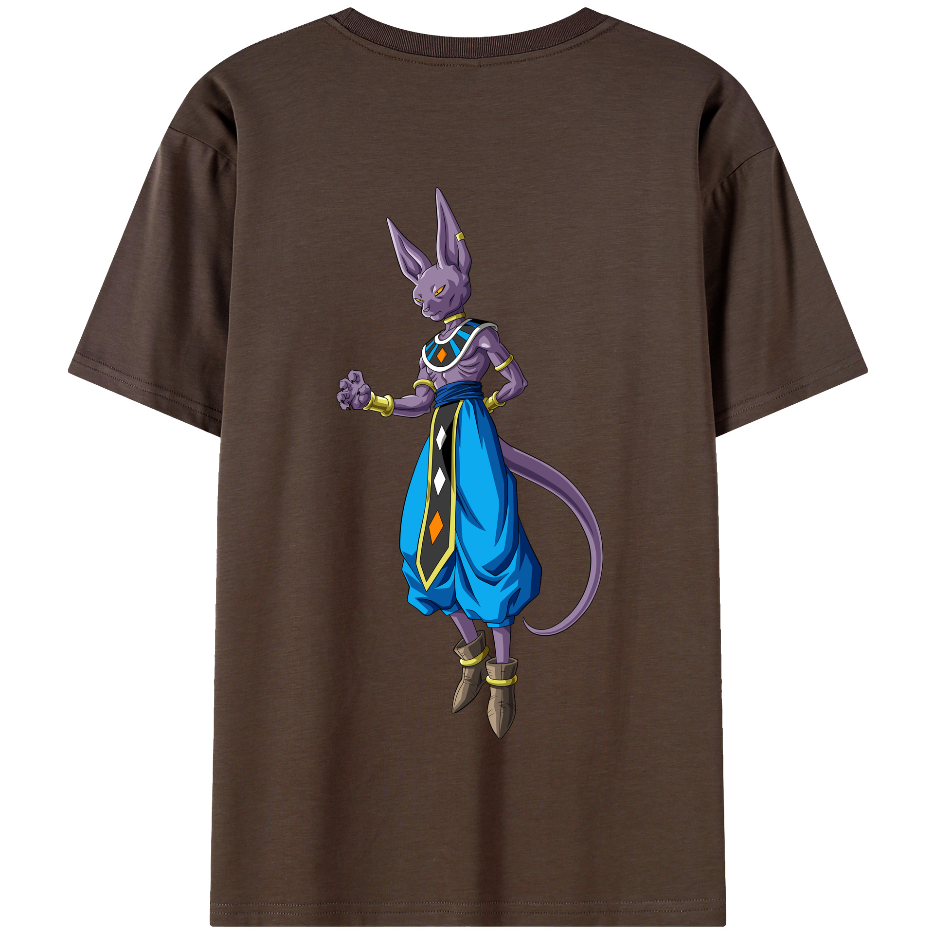 （画像用） ドラゴンボール ビルス 破壊神ビルス DRAGON BALL Beerus Birusu 綿100％半袖Tシャツ（背面プリント）