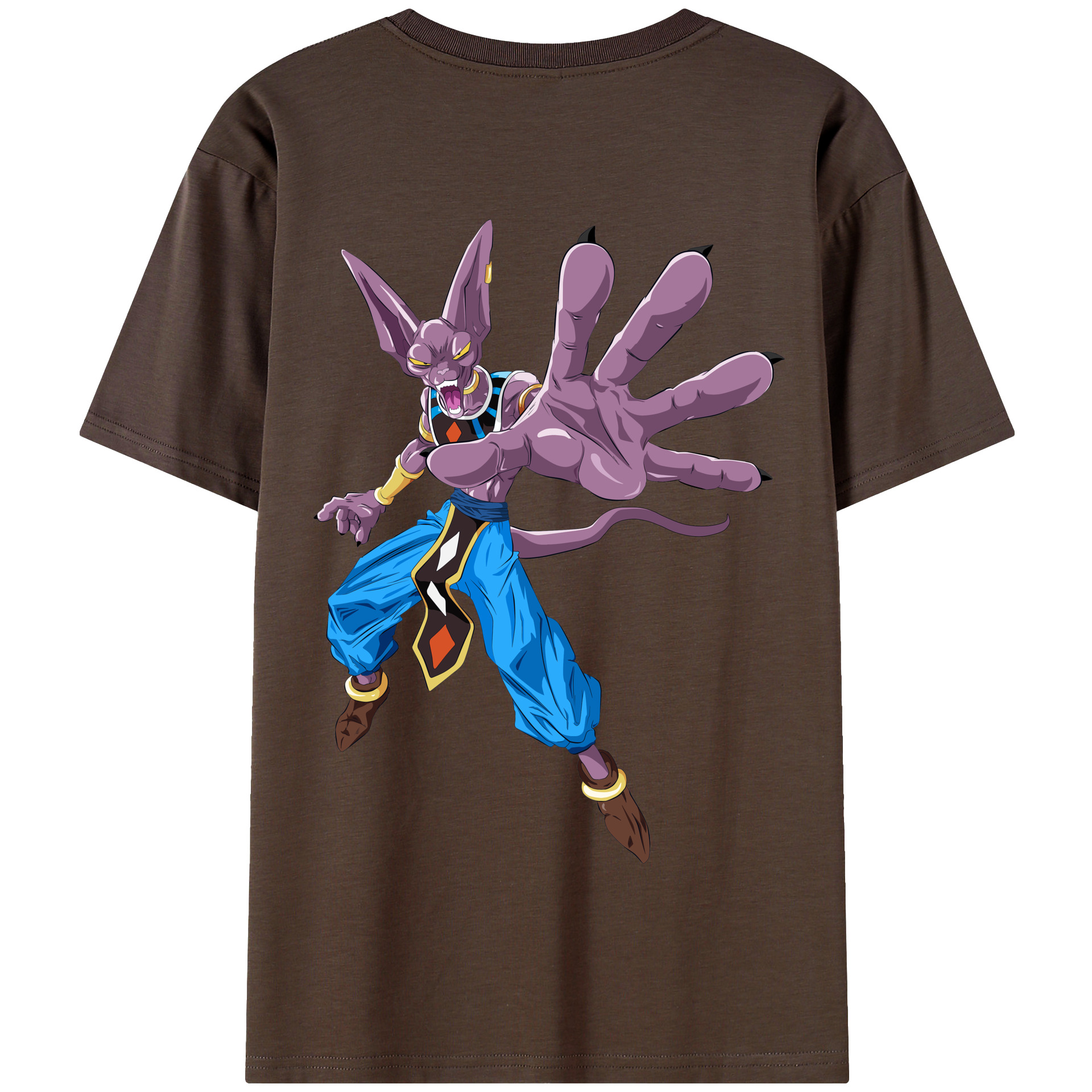（画像用） ドラゴンボール ビルス 破壊神ビルス DRAGON BALL Beerus Birusu 綿100％半袖Tシャツ（背面プリント）
