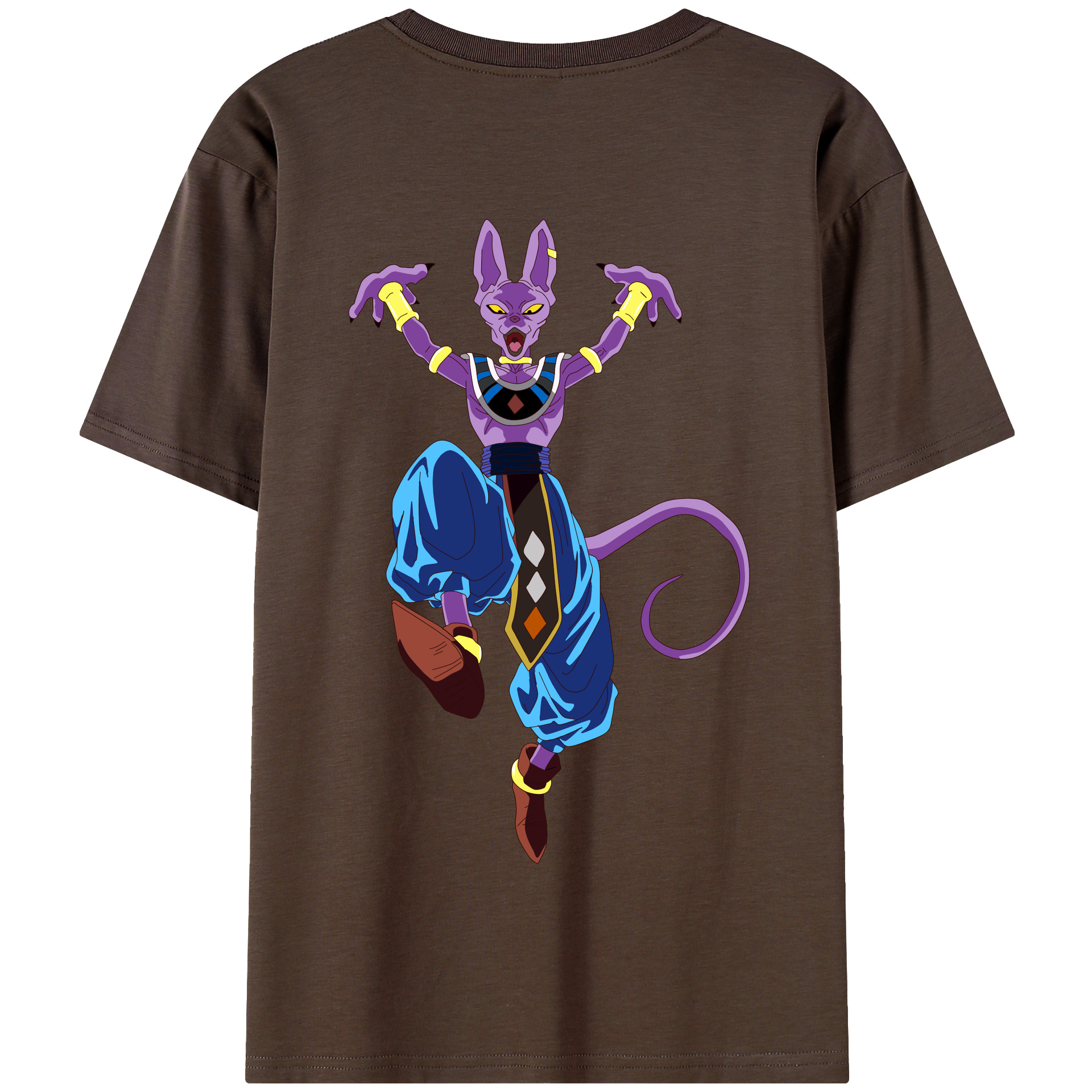 （画像用） ドラゴンボール ビルス 破壊神ビルス DRAGON BALL Beerus Birusu 綿100％半袖Tシャツ（背面プリント）