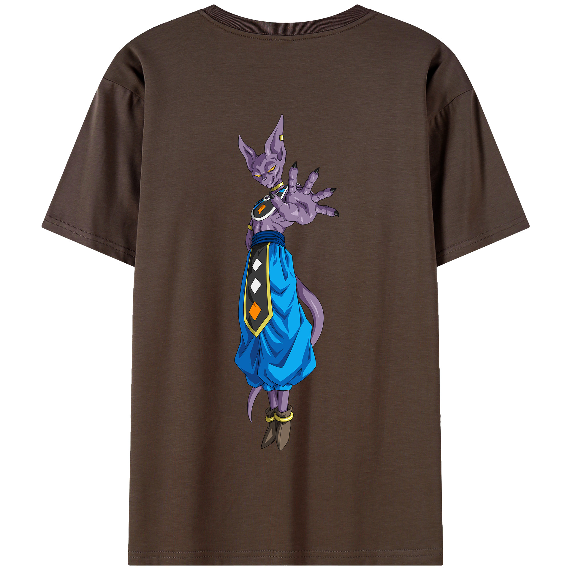 （画像用） ドラゴンボール ビルス 破壊神ビルス DRAGON BALL Beerus Birusu 綿100％半袖Tシャツ（背面プリント）