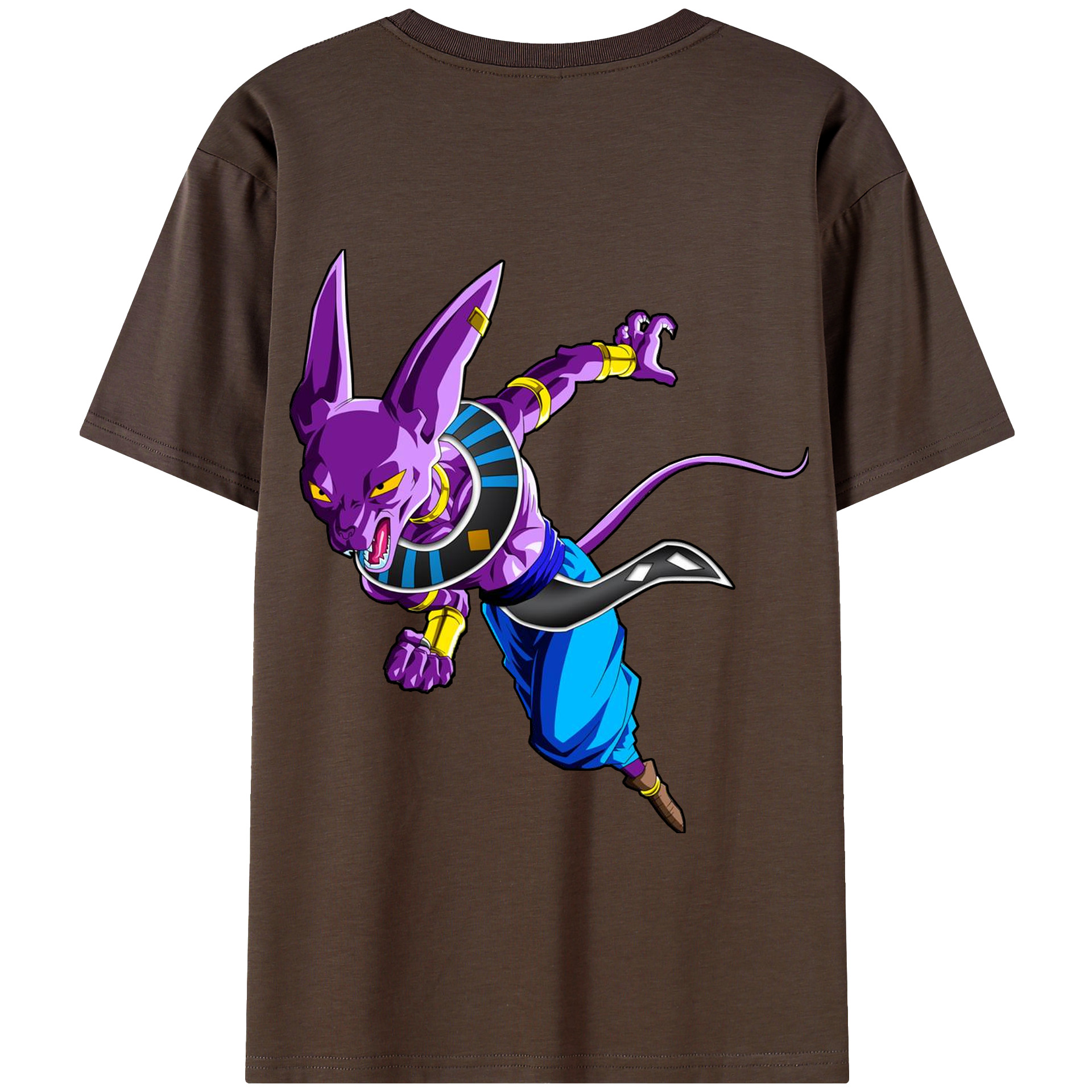 （画像用） ドラゴンボール ビルス 破壊神ビルス DRAGON BALL Beerus Birusu 綿100％半袖Tシャツ（背面プリント）