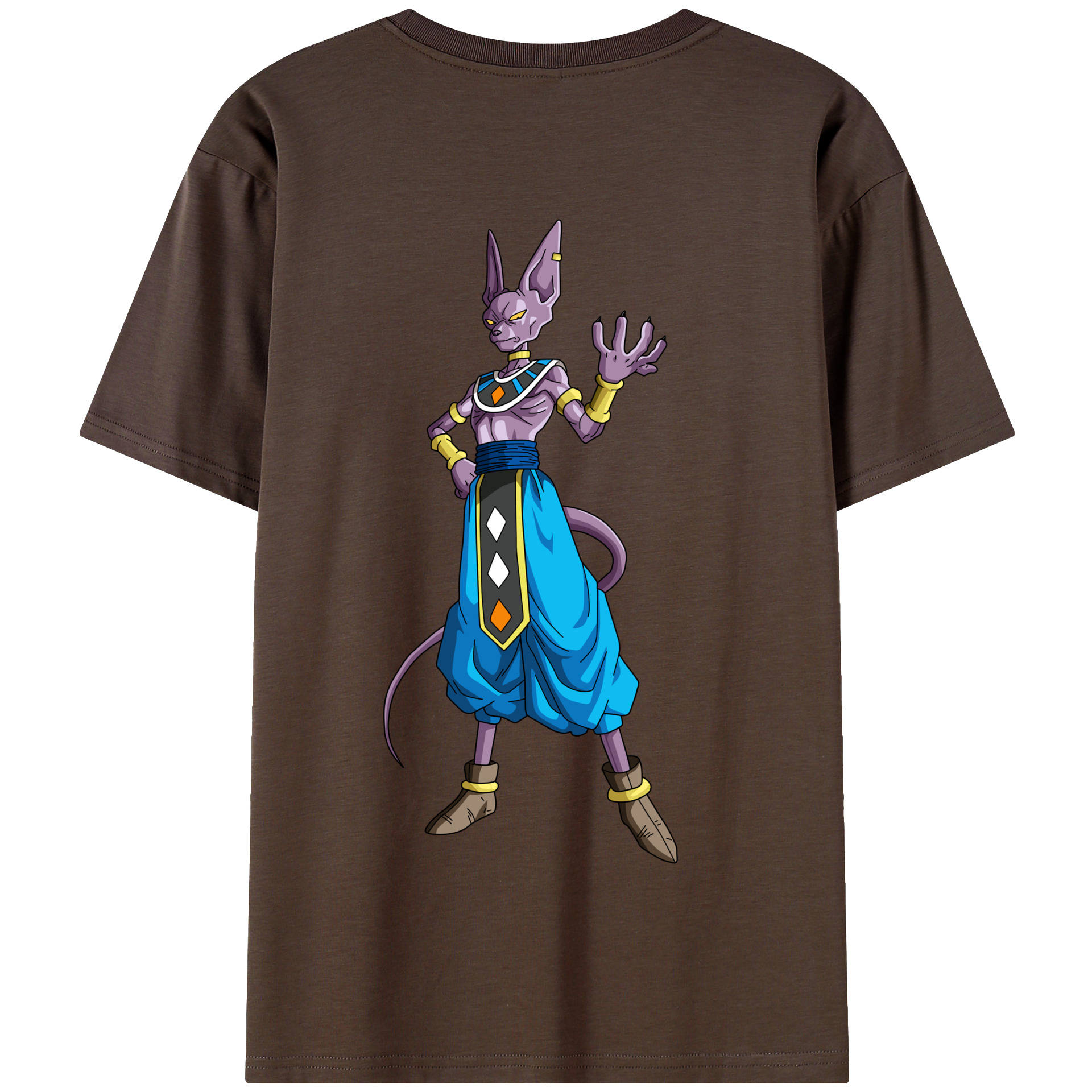 （画像用） ドラゴンボール ビルス 破壊神ビルス DRAGON BALL Beerus Birusu 綿100％半袖Tシャツ（背面プリント）