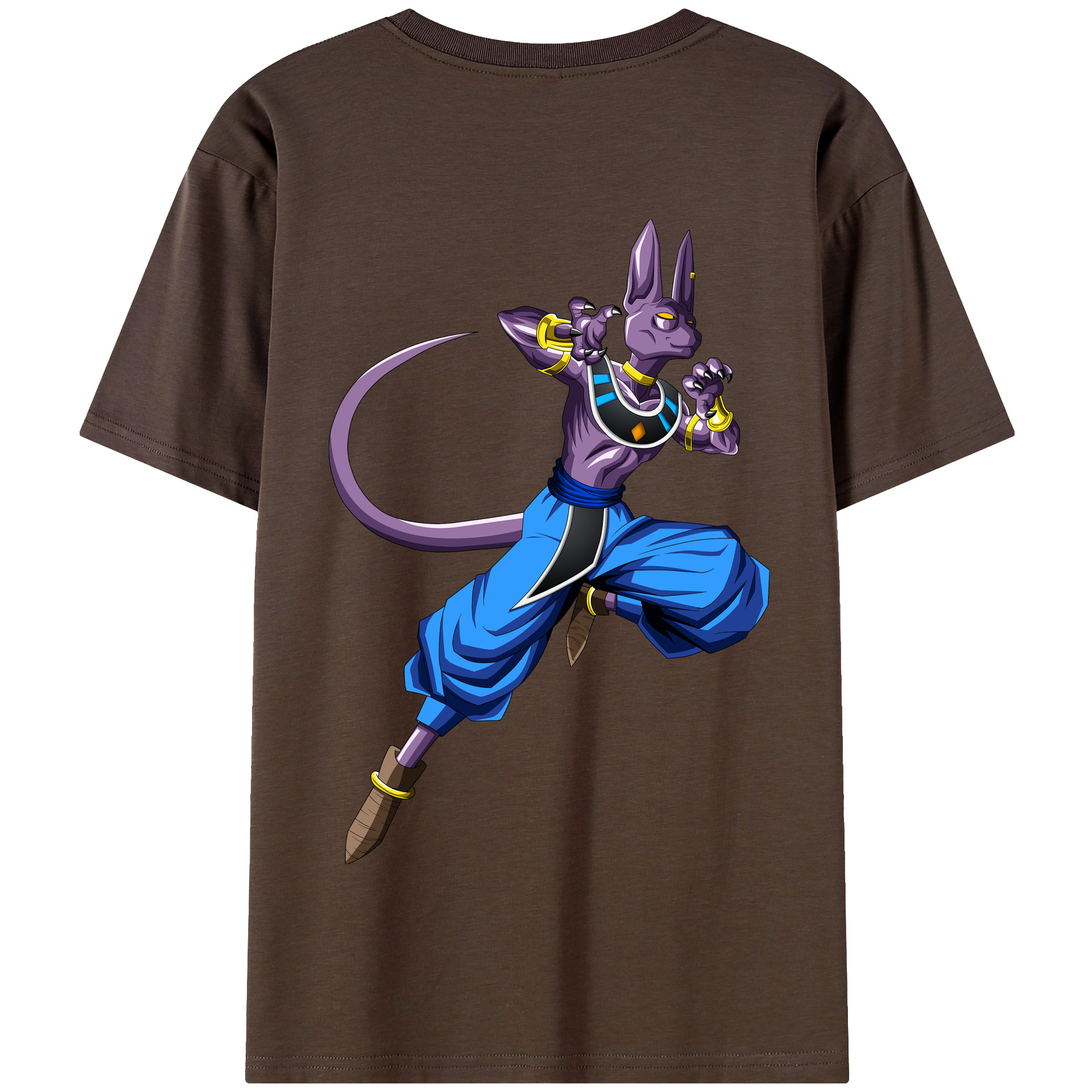 （画像用） ドラゴンボール ビルス 破壊神ビルス DRAGON BALL Beerus Birusu 綿100％半袖Tシャツ（背面プリント）