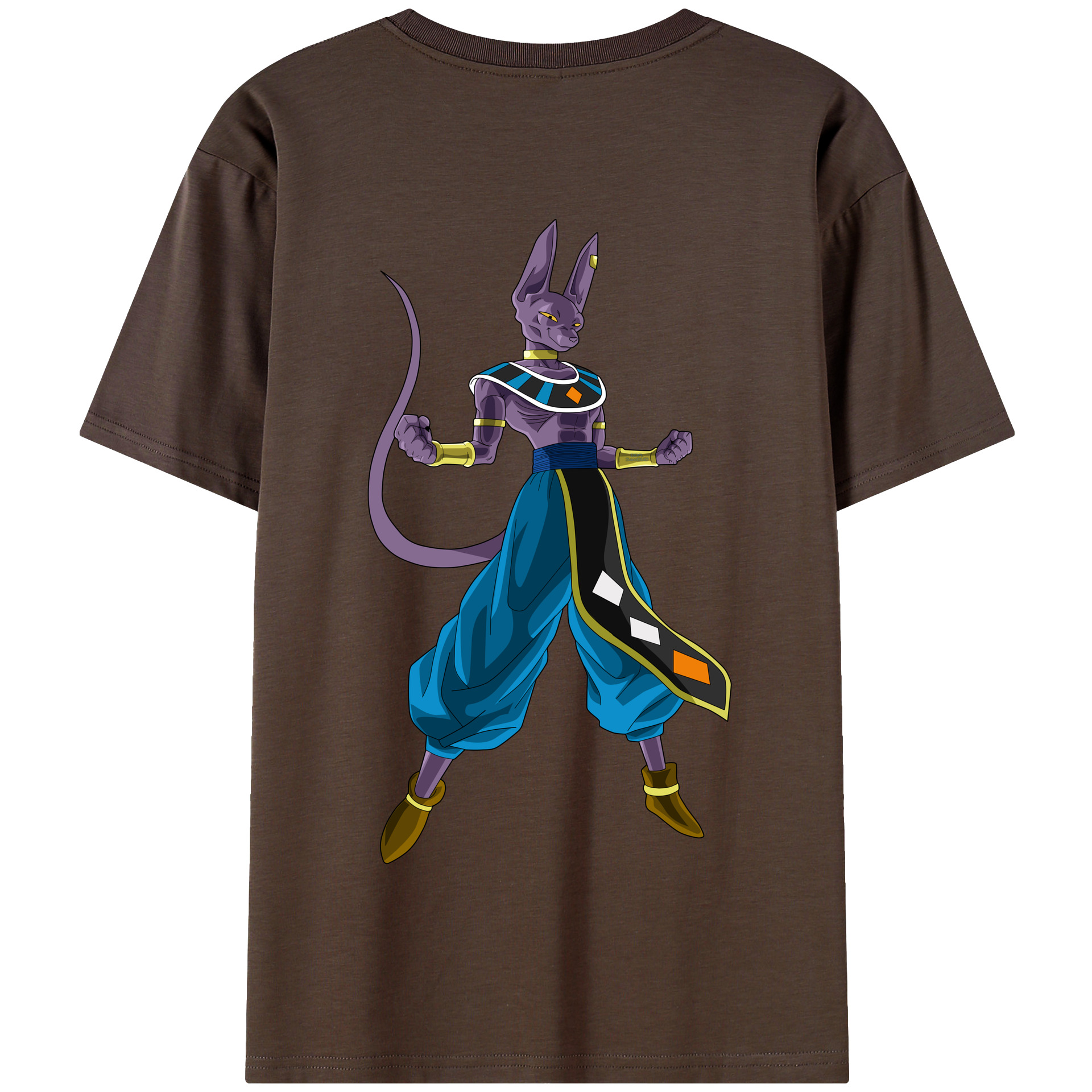 （画像用） ドラゴンボール ビルス 破壊神ビルス DRAGON BALL Beerus Birusu 綿100％半袖Tシャツ（背面プリント）