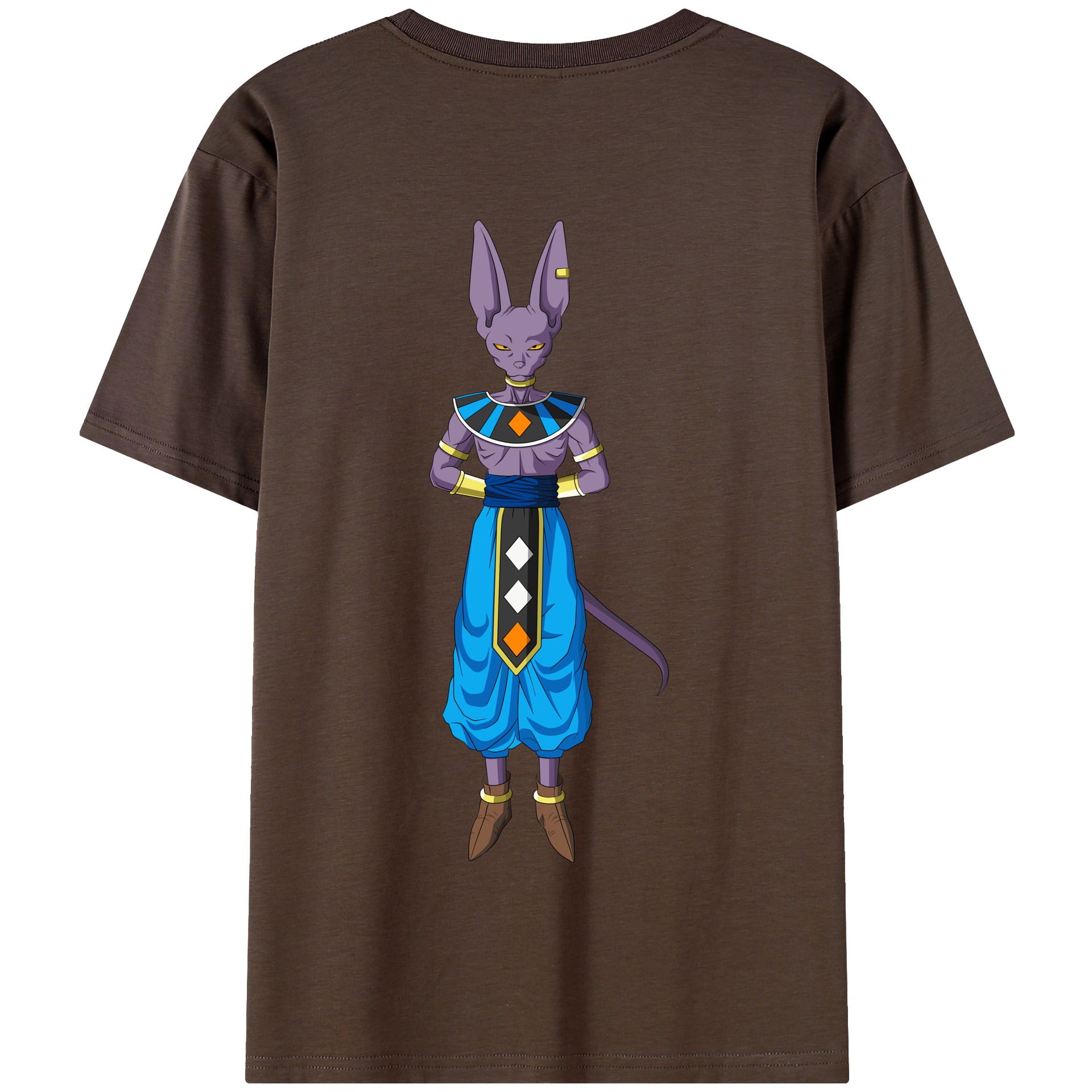 （画像用） ドラゴンボール ビルス 破壊神ビルス DRAGON BALL Beerus Birusu 綿100％半袖Tシャツ（背面プリント）