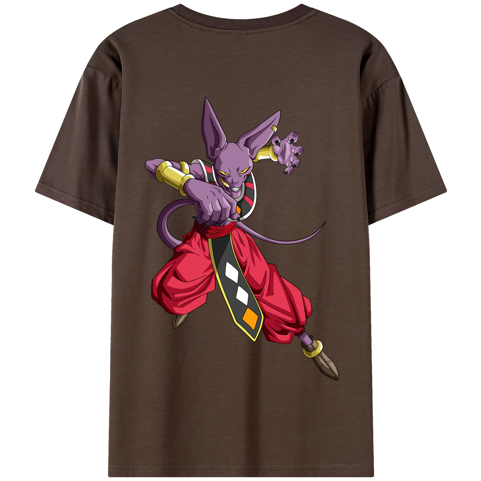 （画像用） ドラゴンボール ビルス 破壊神ビルス DRAGON BALL Beerus Birusu 綿100％半袖Tシャツ（背面プリント）