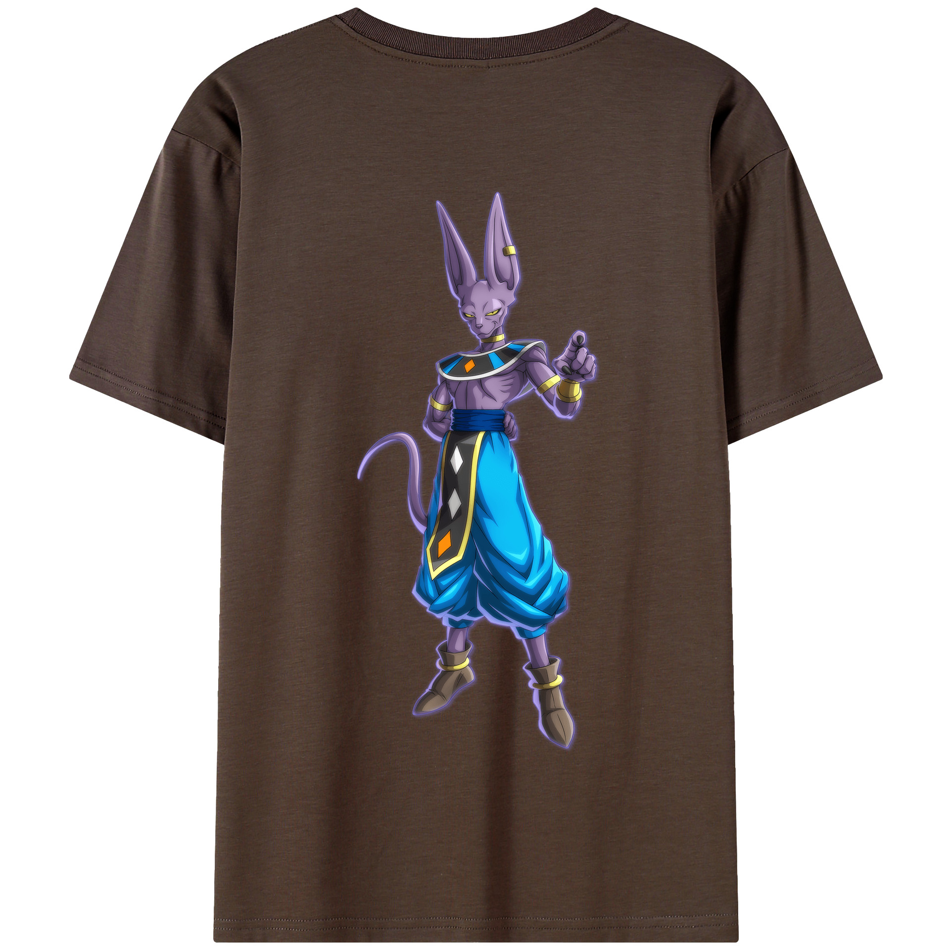 （画像用） ドラゴンボール ビルス 破壊神ビルス DRAGON BALL Beerus Birusu 綿100％半袖Tシャツ（背面プリント）