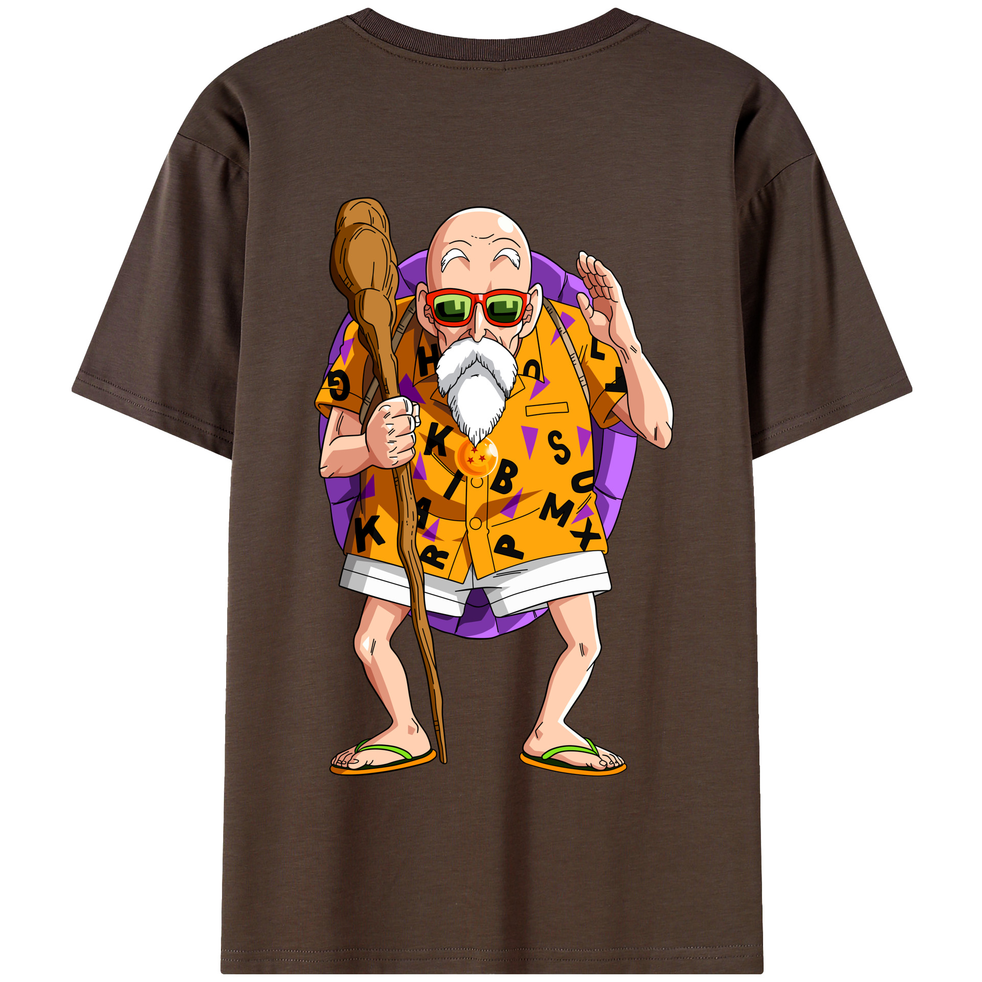 （画像用） ドラゴンボール 亀仙人（かめせんにん） DRAGON BALL Master Roshi Kame Sennin 綿100％半袖Tシャツ（背面プリント）