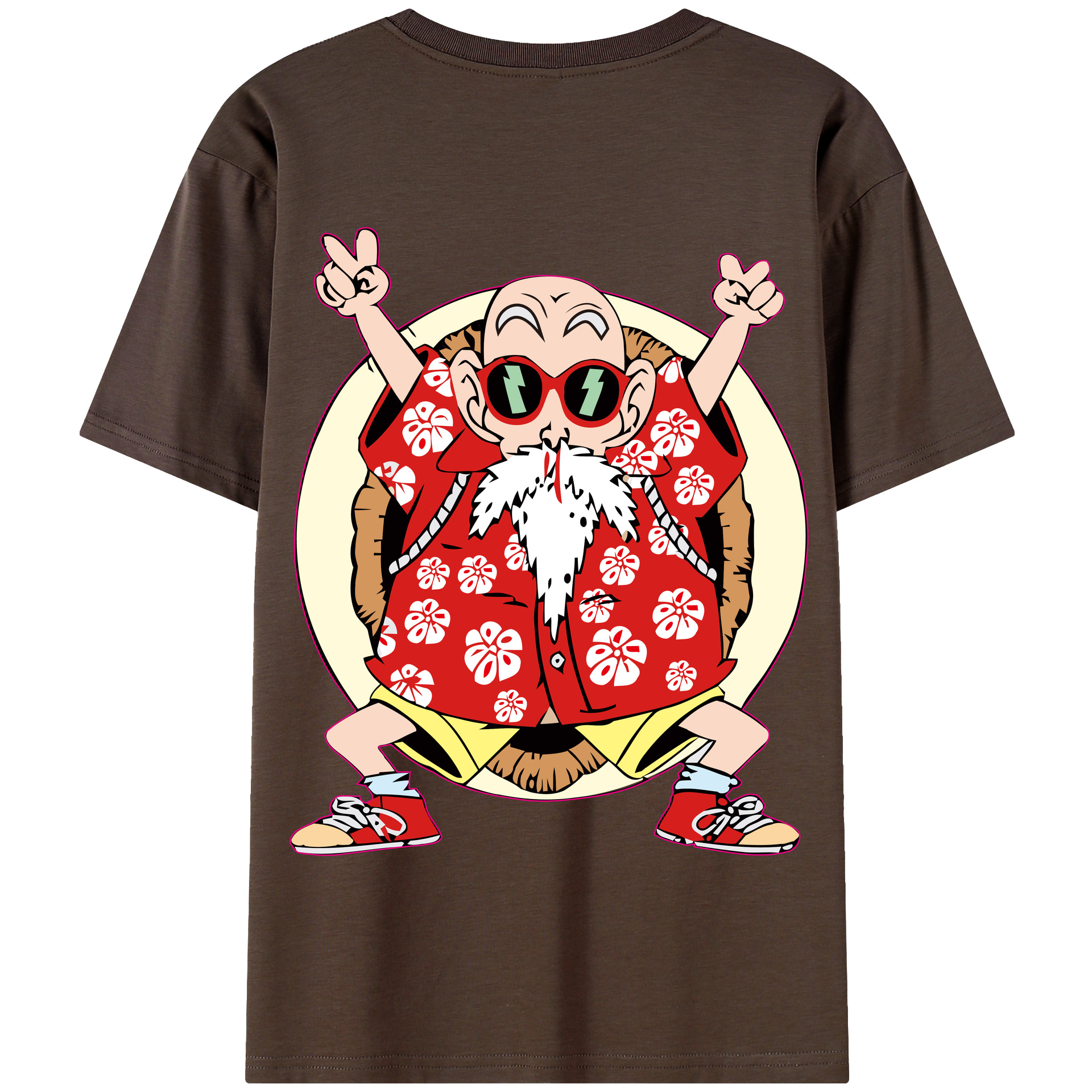 （画像用） ドラゴンボール 亀仙人（かめせんにん） DRAGON BALL Master Roshi Kame Sennin 綿100％半袖Tシャツ（背面プリント）