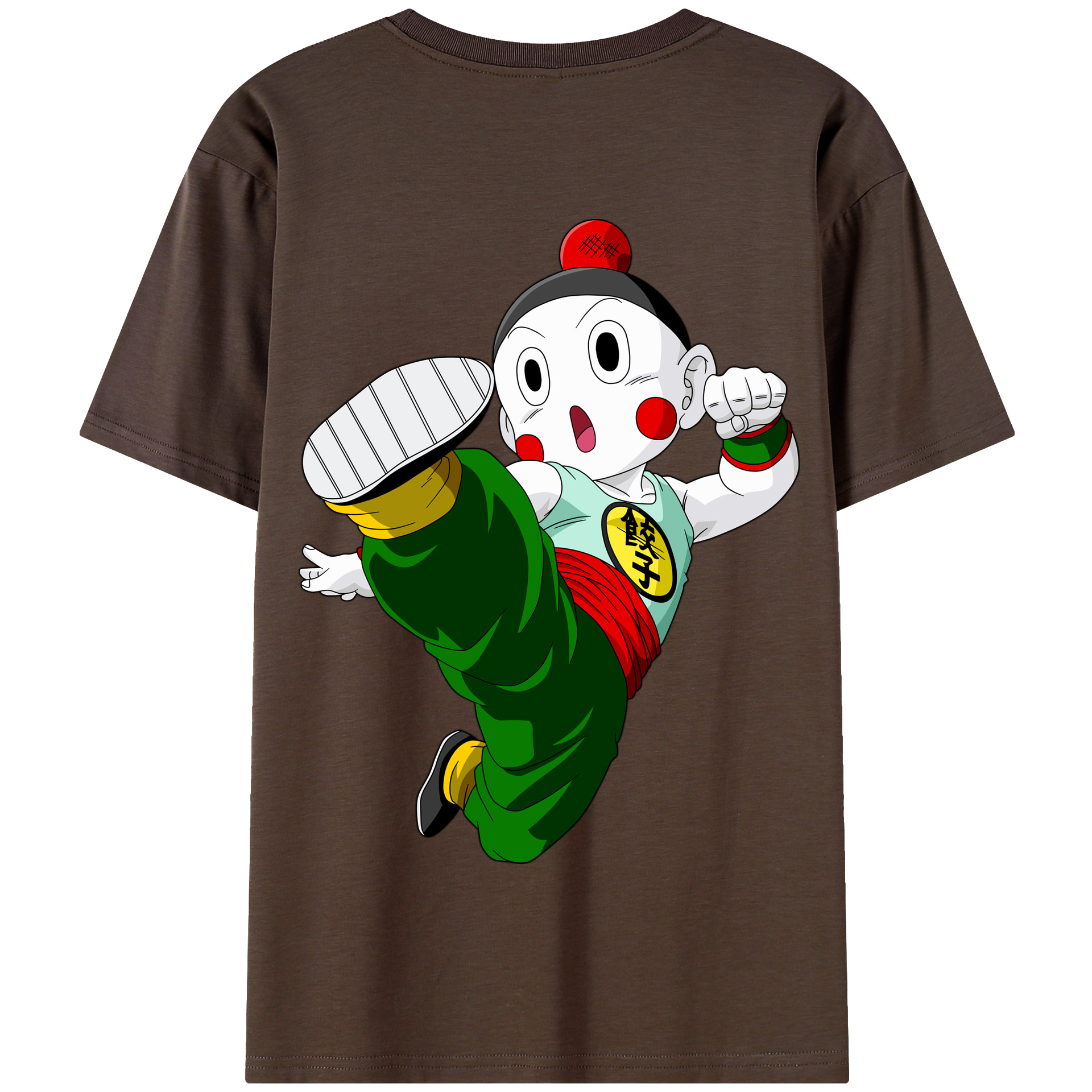 （画像用） ドラゴンボール 餃子（チャオズ）DRAGON BALL Chaoz 綿100％半袖Tシャツ（背面プリント）