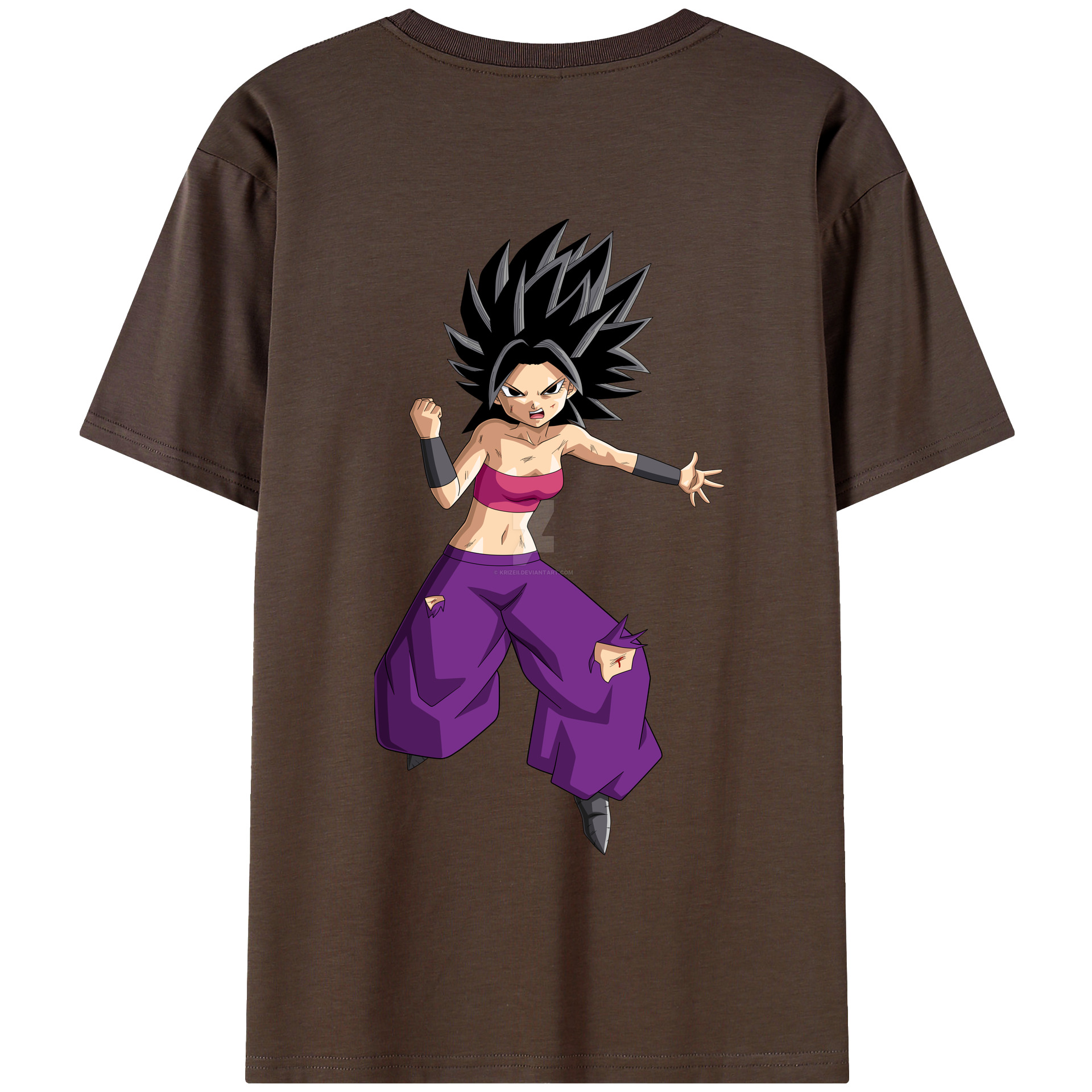 （画像用） ドラゴンボール カリフラ DRAGON BALL Caulifla 綿100％半袖Tシャツ（背面プリント）
