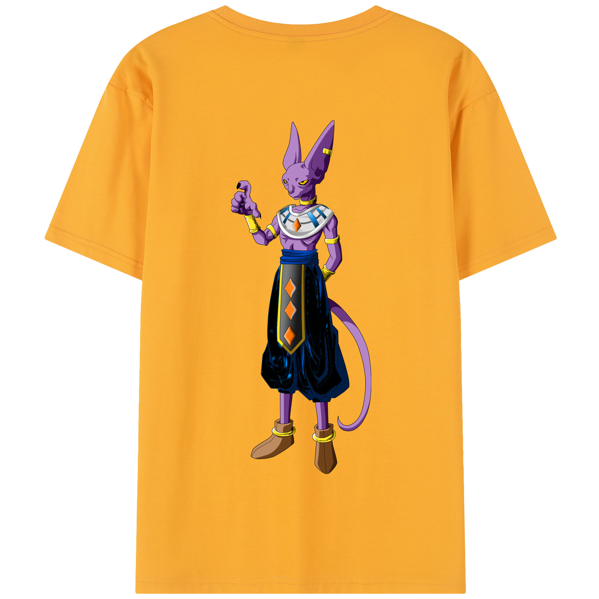（画像用） ドラゴンボール ビルス 破壊神ビルス DRAGON BALL Beerus Birusu 綿100％半袖Tシャツ（背面プリント）