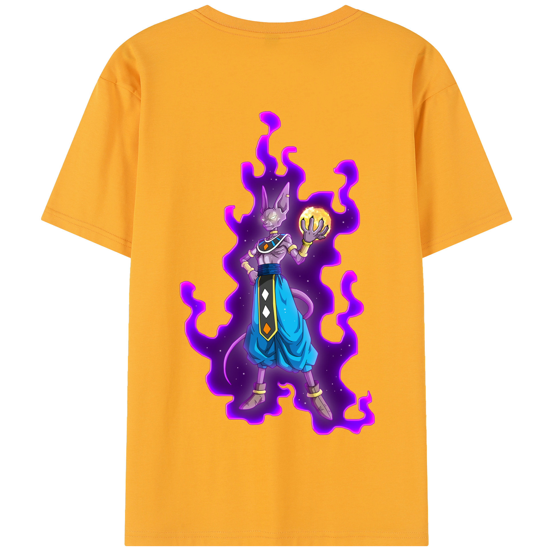 （画像用） ドラゴンボール ビルス 破壊神ビルス DRAGON BALL Beerus Birusu 綿100％半袖Tシャツ（背面プリント）