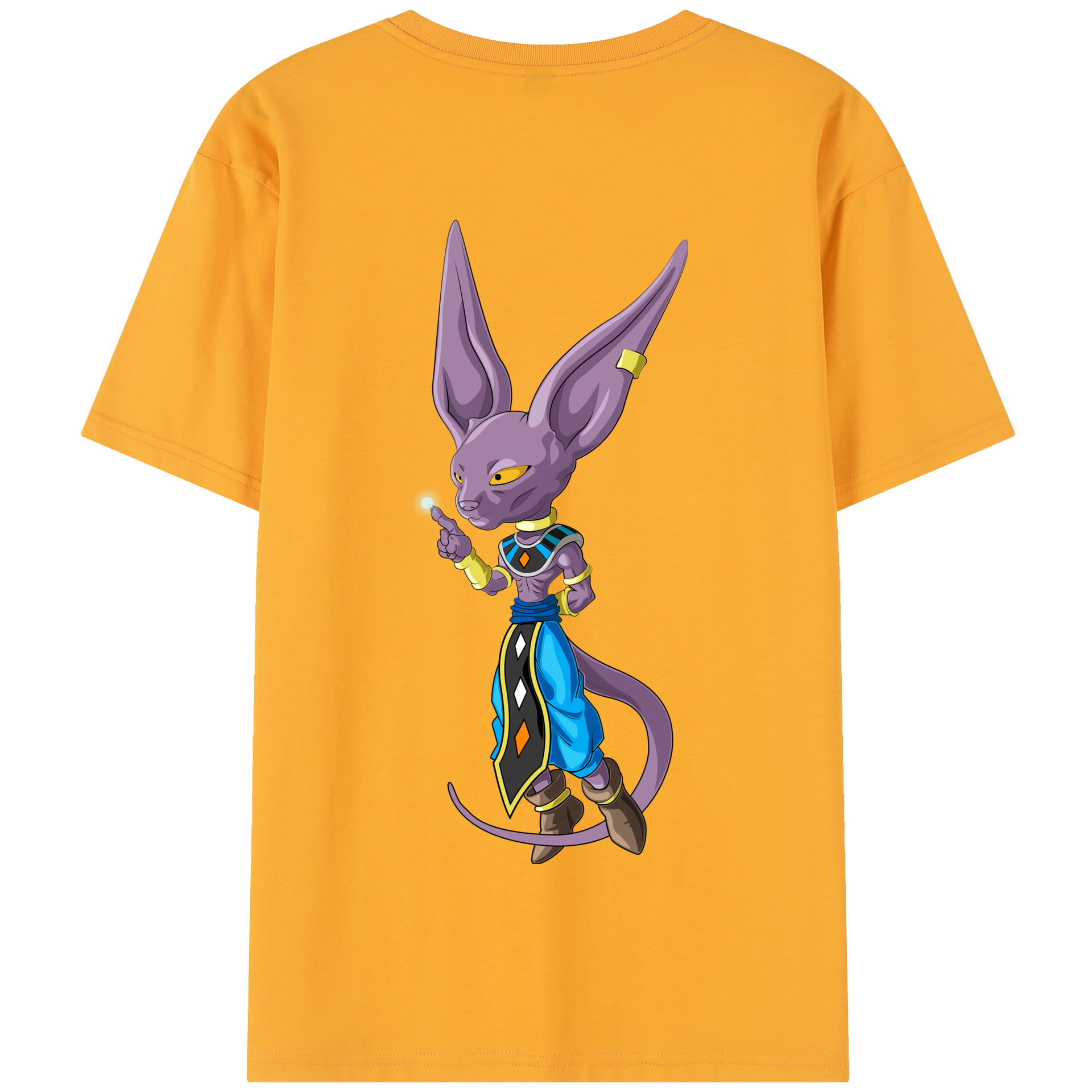 （画像用） ドラゴンボール ビルス 破壊神ビルス DRAGON BALL Beerus Birusu 綿100％半袖Tシャツ（背面プリント）