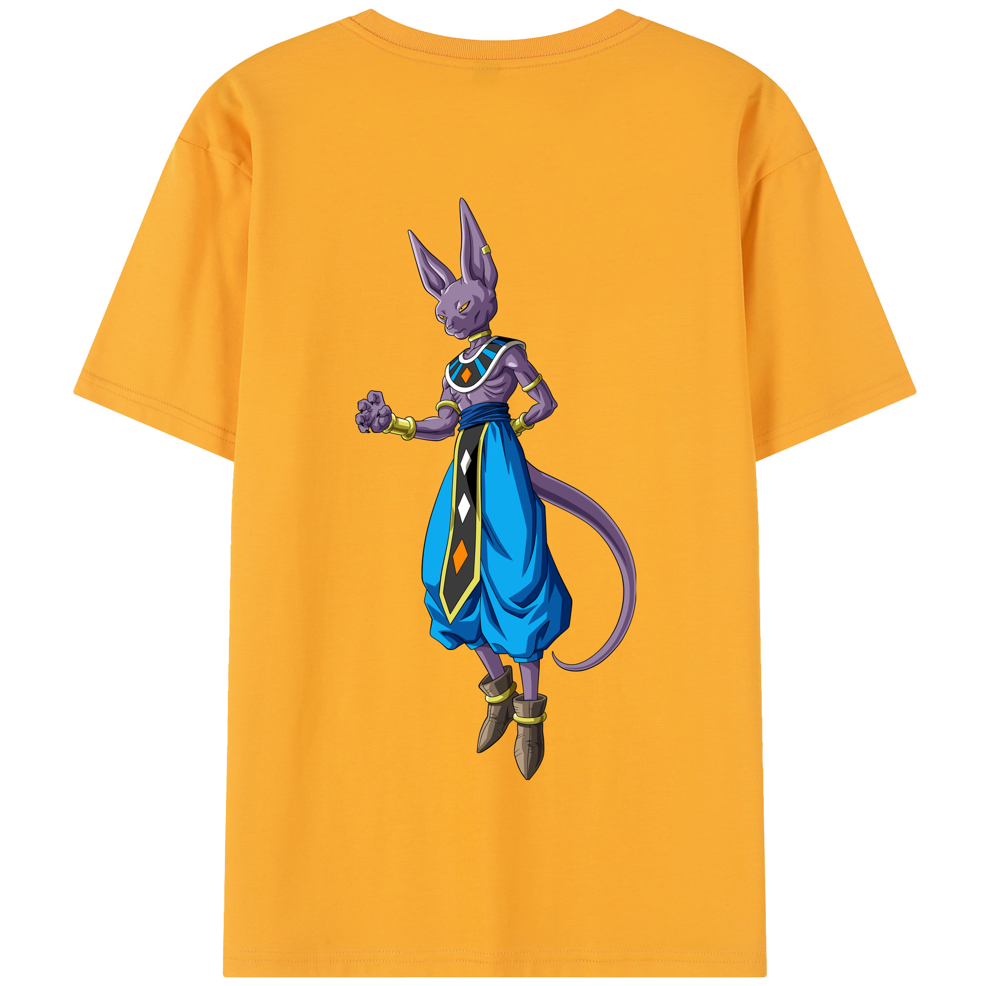 （画像用） ドラゴンボール ビルス 破壊神ビルス DRAGON BALL Beerus Birusu 綿100％半袖Tシャツ（背面プリント）