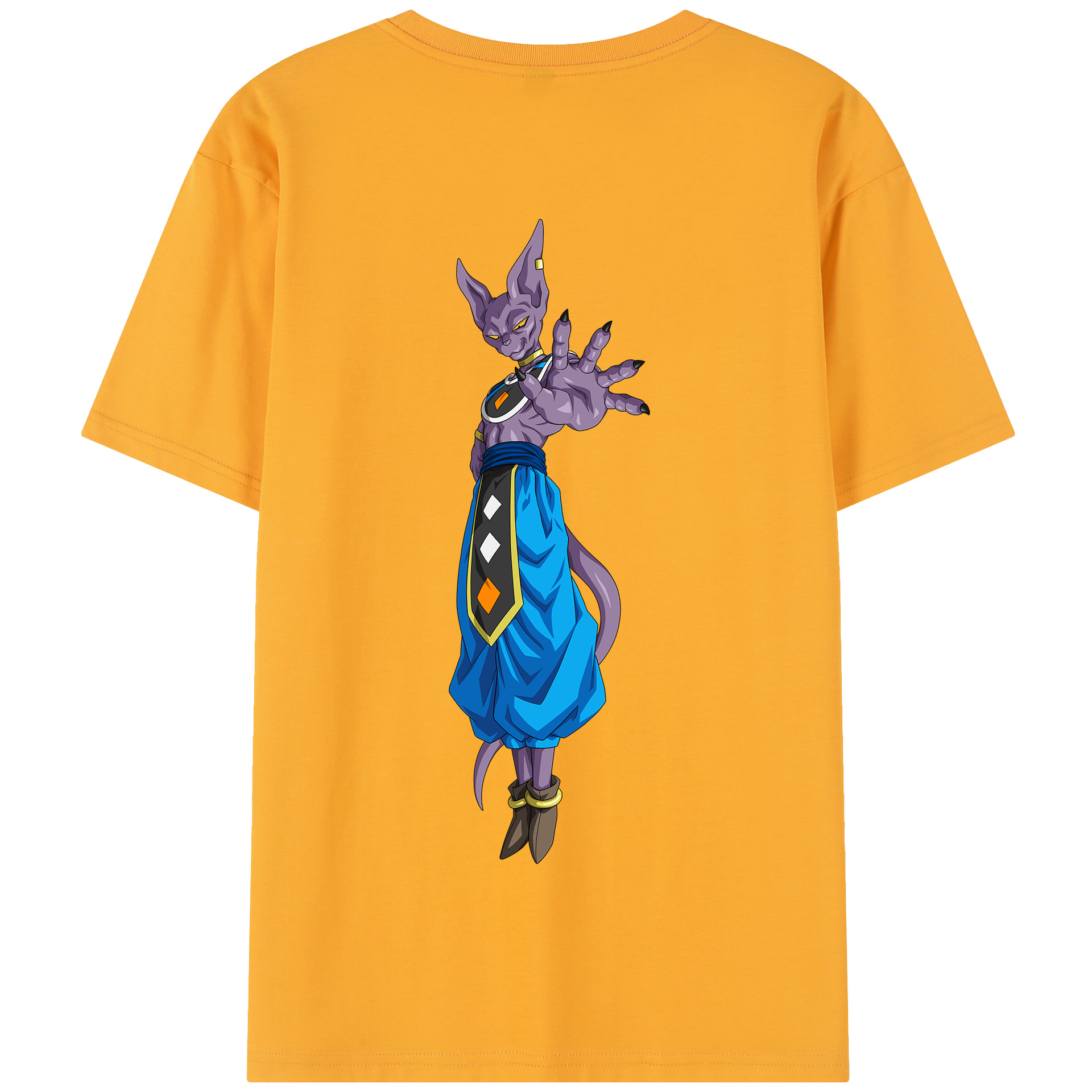 （画像用） ドラゴンボール ビルス 破壊神ビルス DRAGON BALL Beerus Birusu 綿100％半袖Tシャツ（背面プリント）