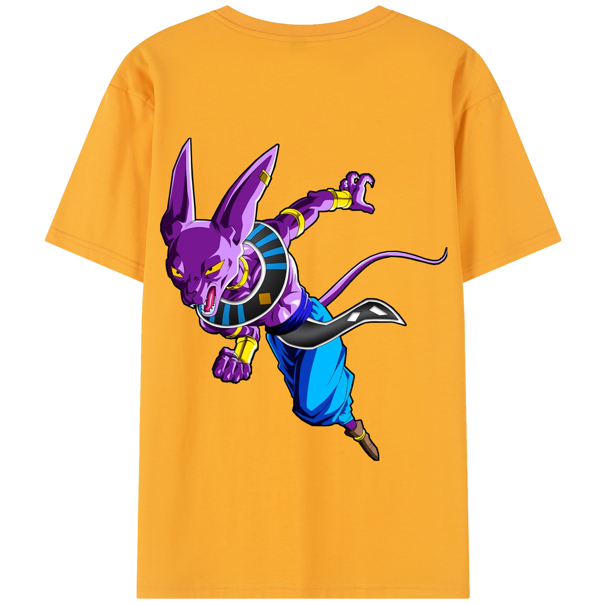 （画像用） ドラゴンボール ビルス 破壊神ビルス DRAGON BALL Beerus Birusu 綿100％半袖Tシャツ（背面プリント）