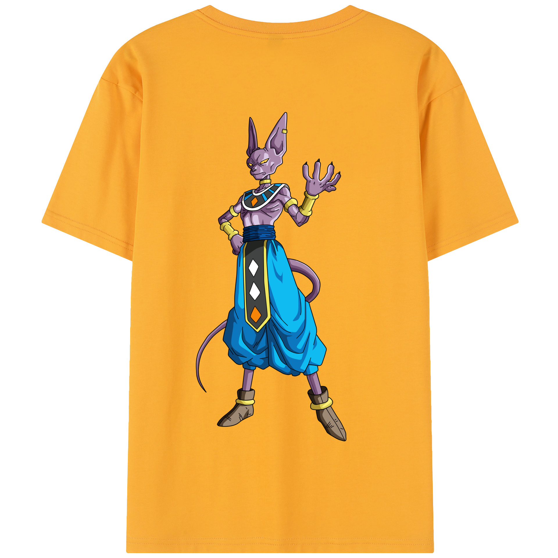 （画像用） ドラゴンボール ビルス 破壊神ビルス DRAGON BALL Beerus Birusu 綿100％半袖Tシャツ（背面プリント）