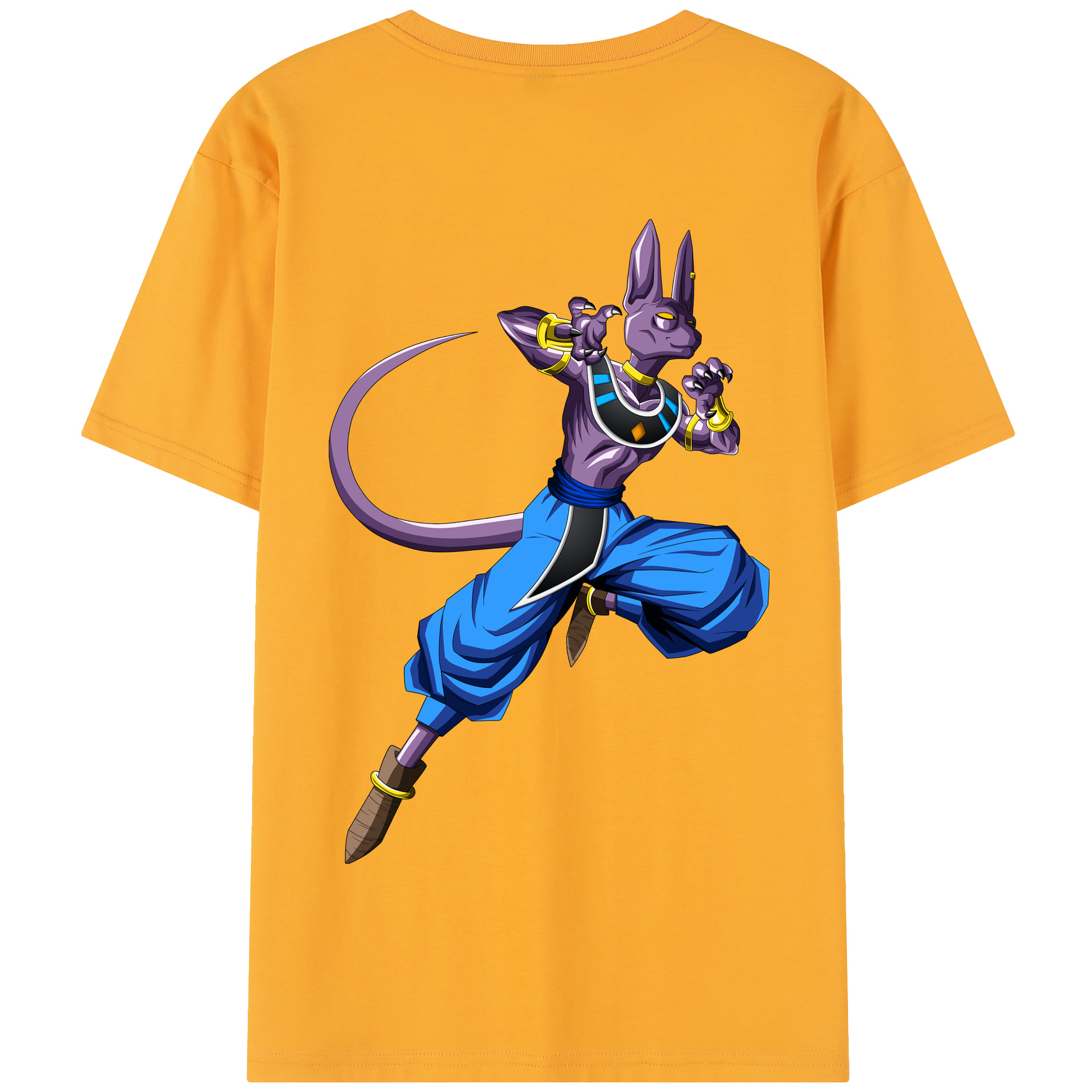 （画像用） ドラゴンボール ビルス 破壊神ビルス DRAGON BALL Beerus Birusu 綿100％半袖Tシャツ（背面プリント）