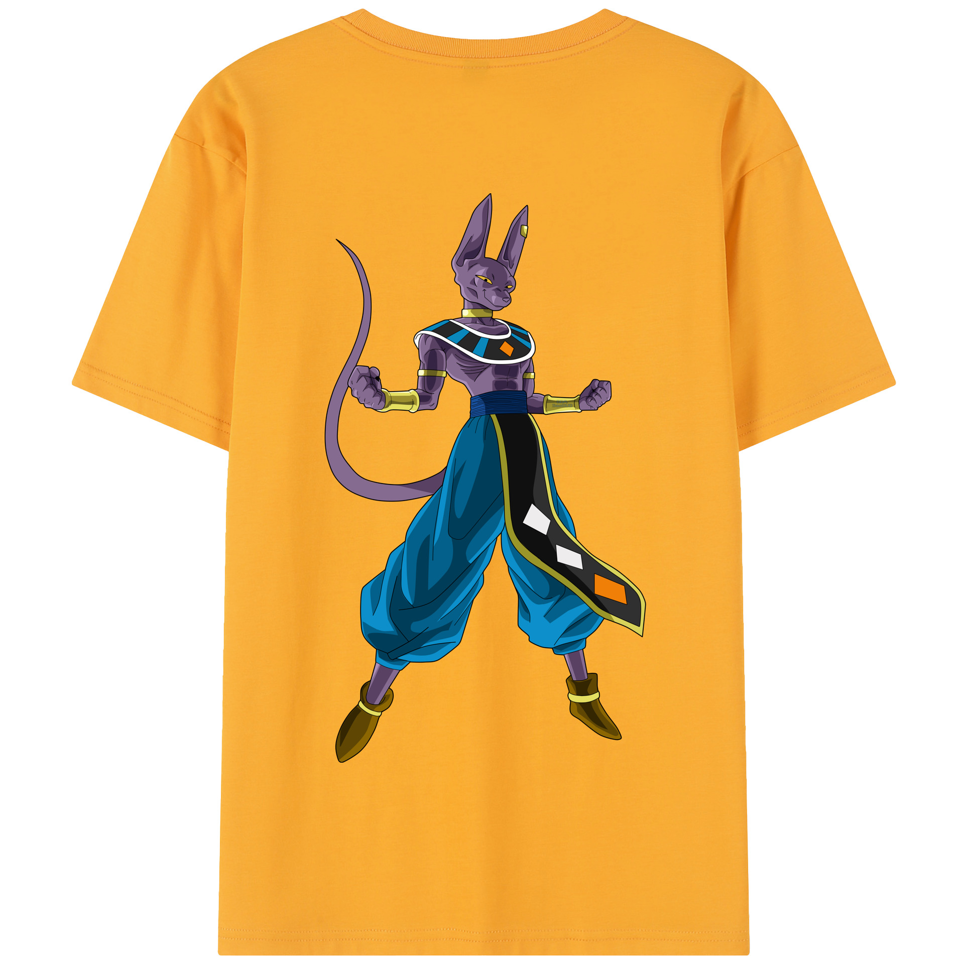 （画像用） ドラゴンボール ビルス 破壊神ビルス DRAGON BALL Beerus Birusu 綿100％半袖Tシャツ（背面プリント）