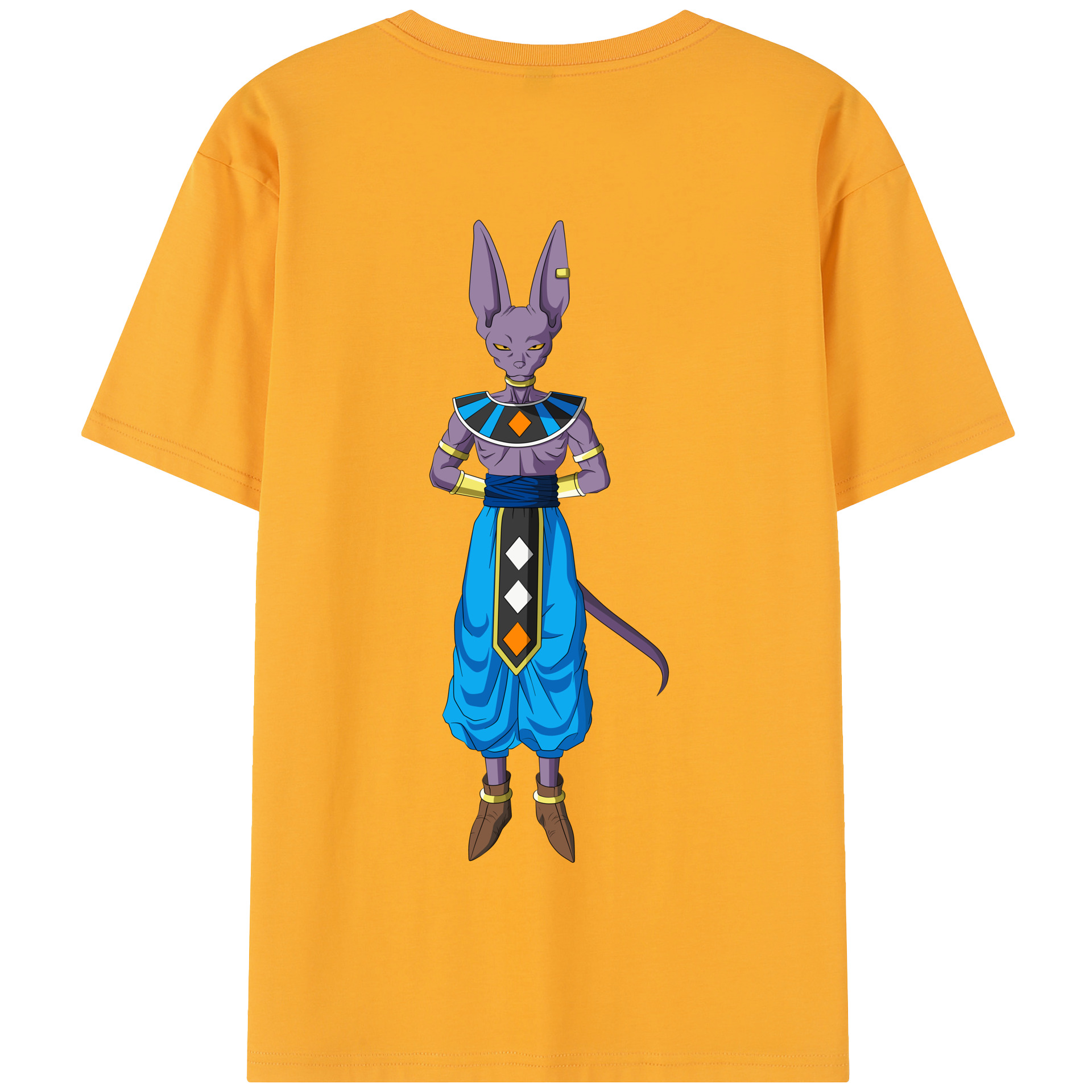 （画像用） ドラゴンボール ビルス 破壊神ビルス DRAGON BALL Beerus Birusu 綿100％半袖Tシャツ（背面プリント）