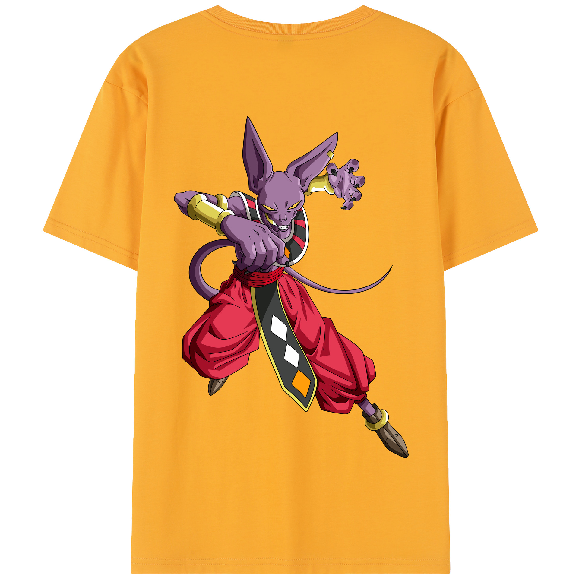（画像用） ドラゴンボール ビルス 破壊神ビルス DRAGON BALL Beerus Birusu 綿100％半袖Tシャツ（背面プリント）