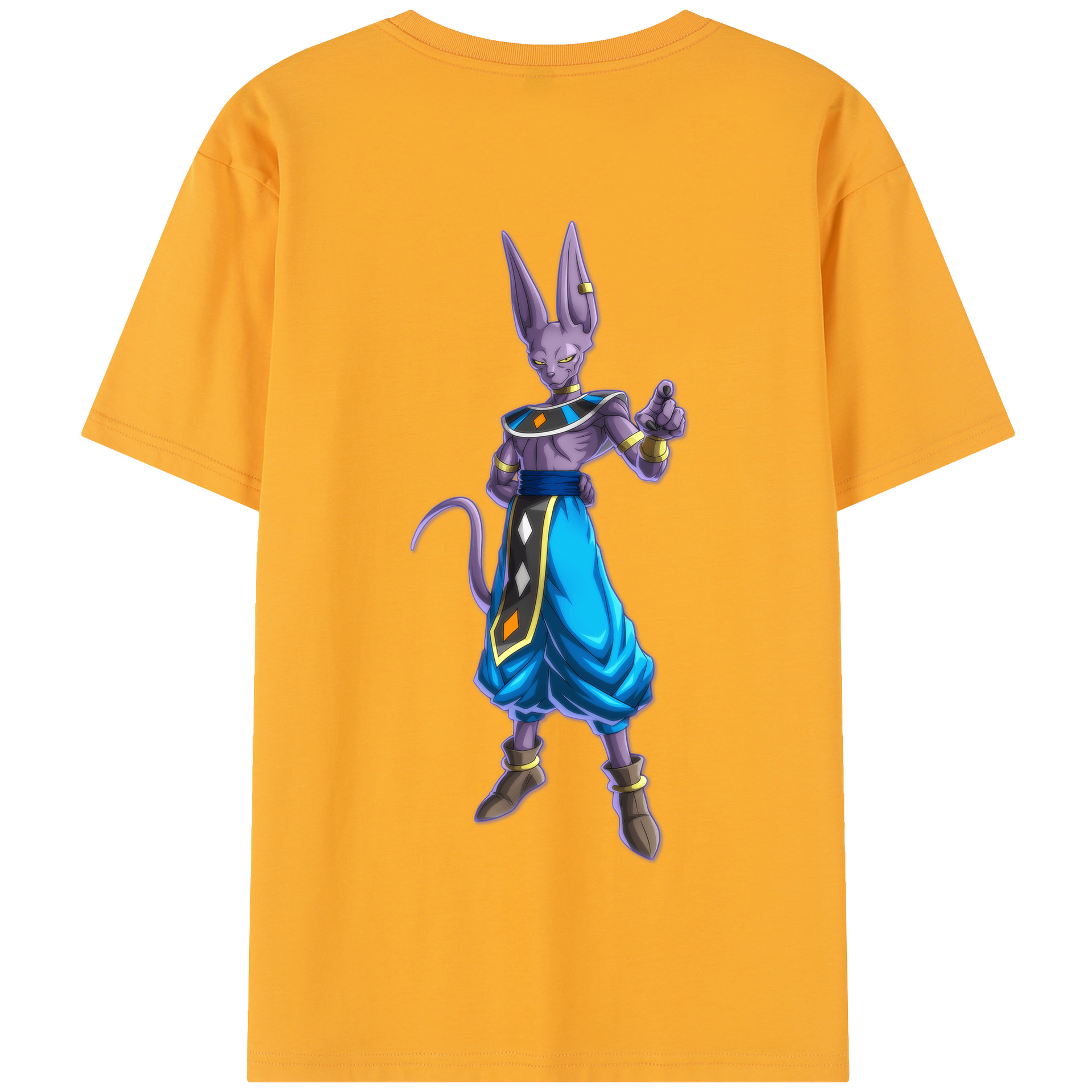 （画像用） ドラゴンボール ビルス 破壊神ビルス DRAGON BALL Beerus Birusu 綿100％半袖Tシャツ（背面プリント）