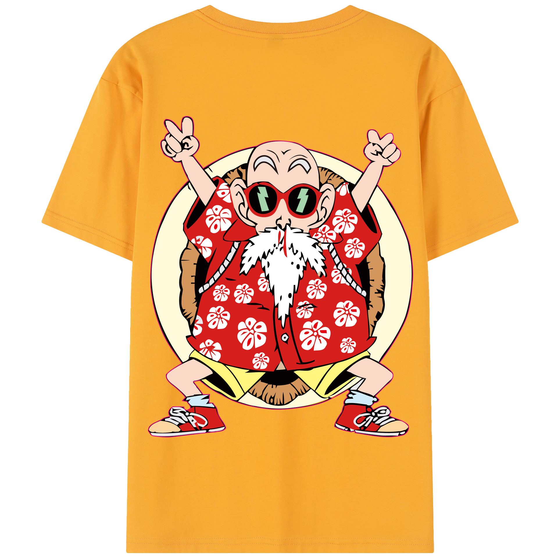 （画像用） ドラゴンボール 亀仙人（かめせんにん） DRAGON BALL Master Roshi Kame Sennin 綿100％半袖Tシャツ（背面プリント）