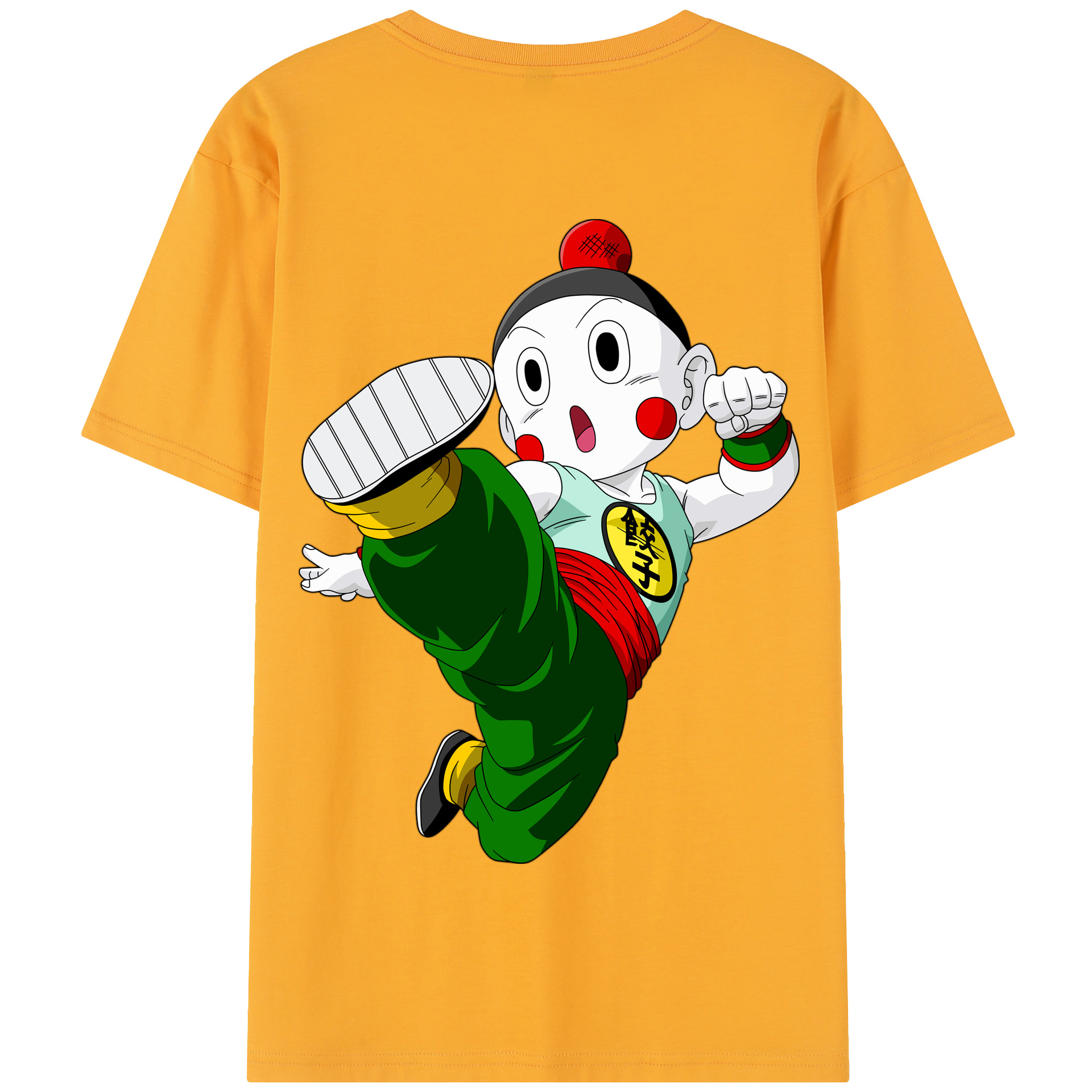 （画像用） ドラゴンボール 餃子（チャオズ）DRAGON BALL Chaoz 綿100％半袖Tシャツ（背面プリント）