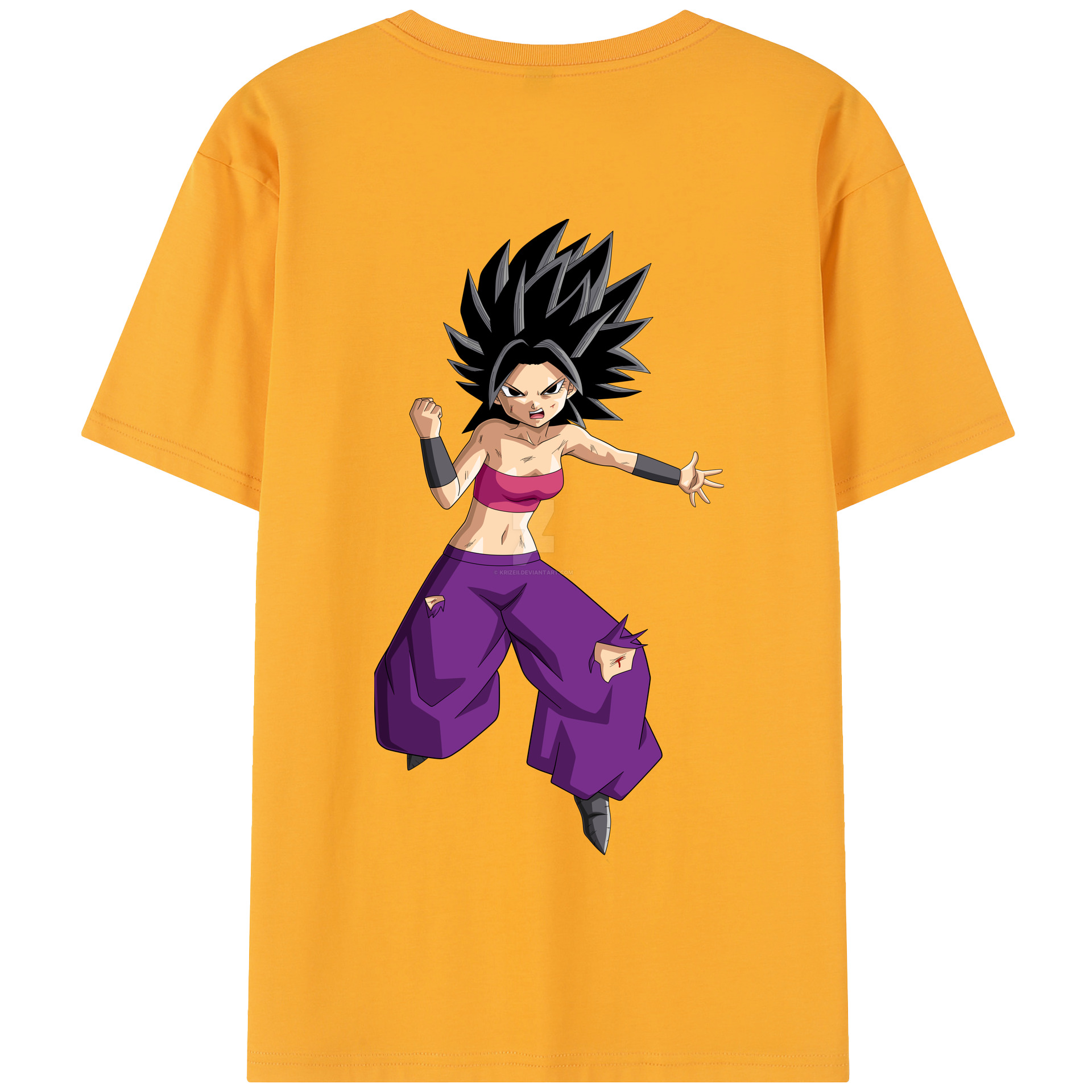 （画像用） ドラゴンボール カリフラ DRAGON BALL Caulifla 綿100％半袖Tシャツ（背面プリント）