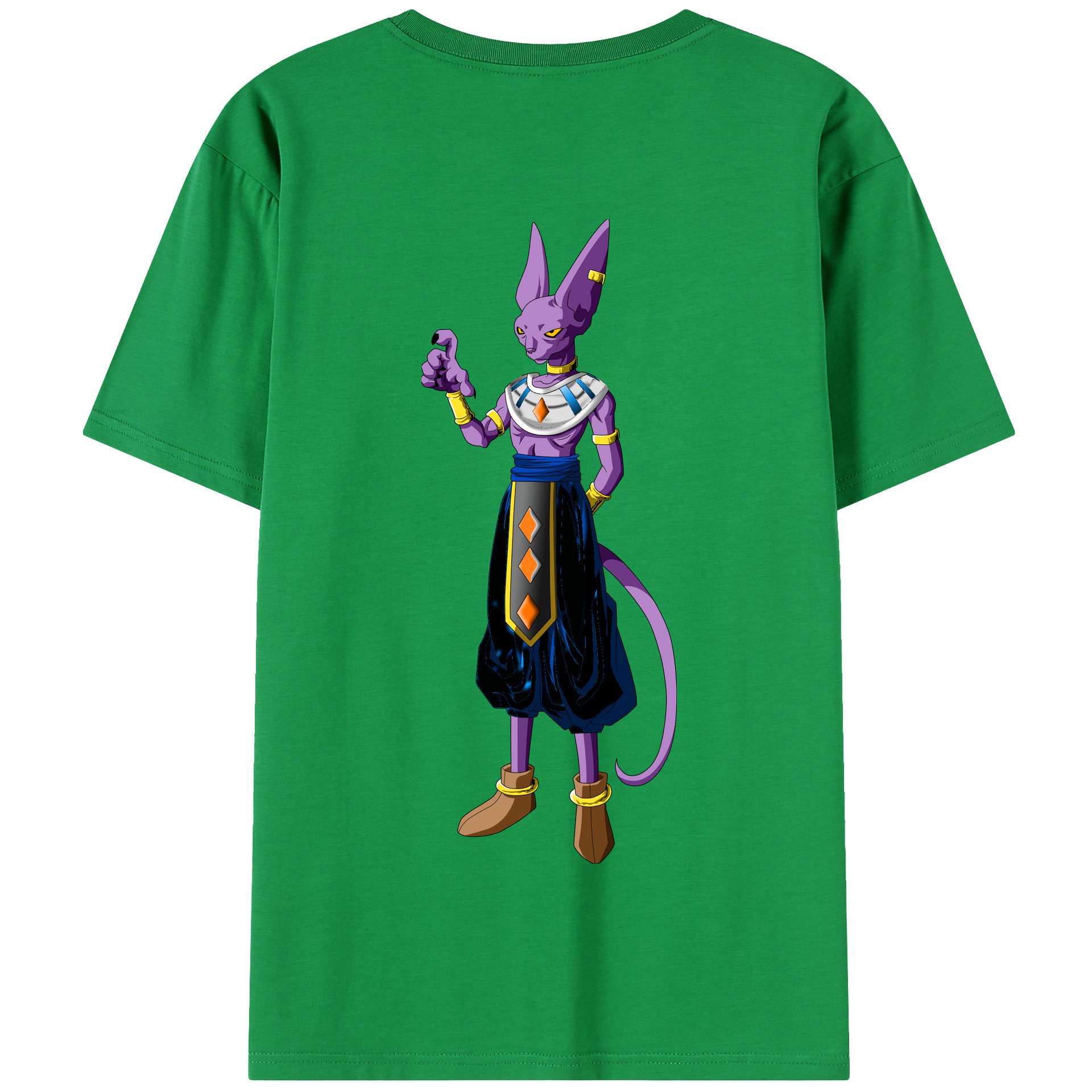 （画像用） ドラゴンボール ビルス 破壊神ビルス DRAGON BALL Beerus Birusu 綿100％半袖Tシャツ（背面プリント）
