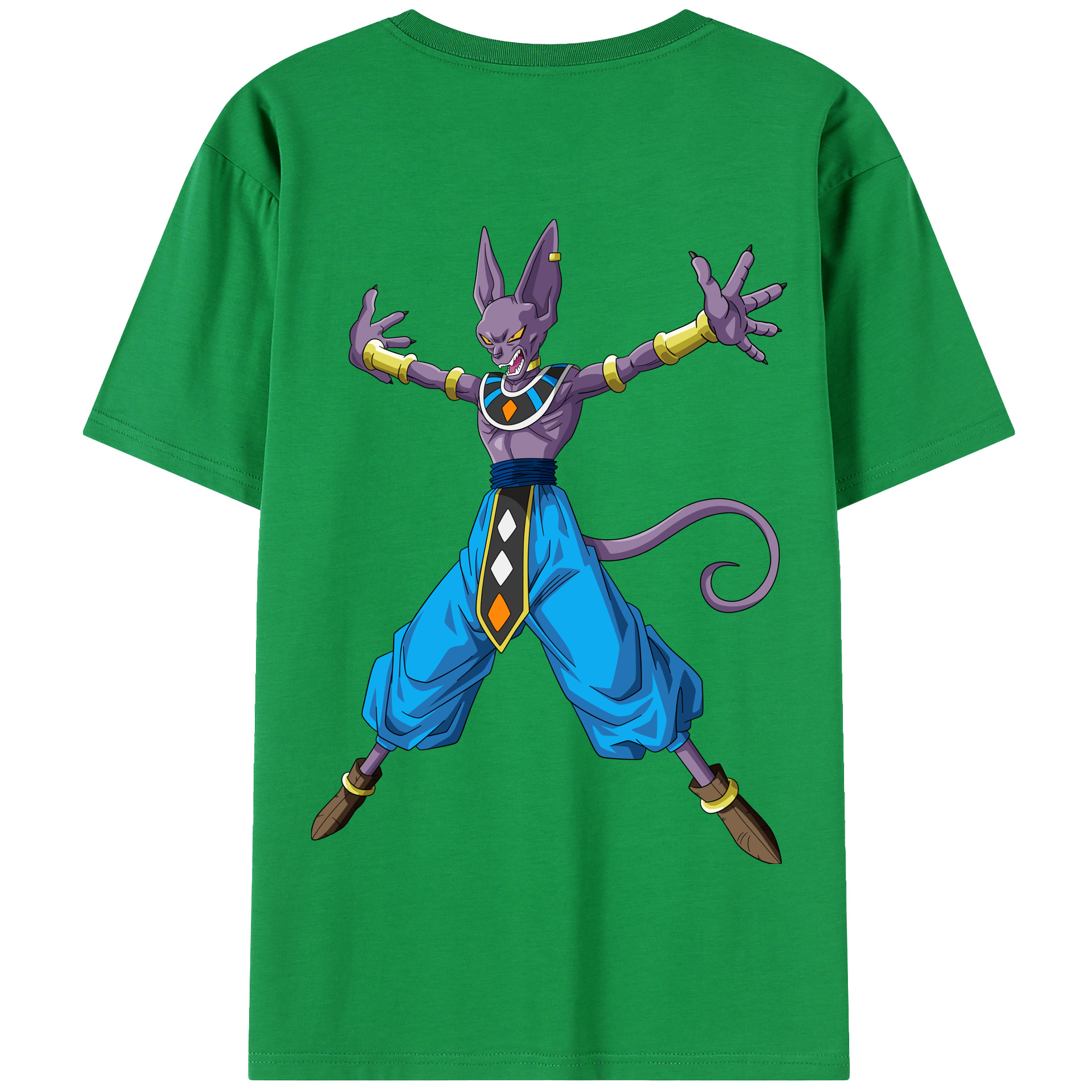 （画像用） ドラゴンボール ビルス 破壊神ビルス DRAGON BALL Beerus Birusu 綿100％半袖Tシャツ（背面プリント）