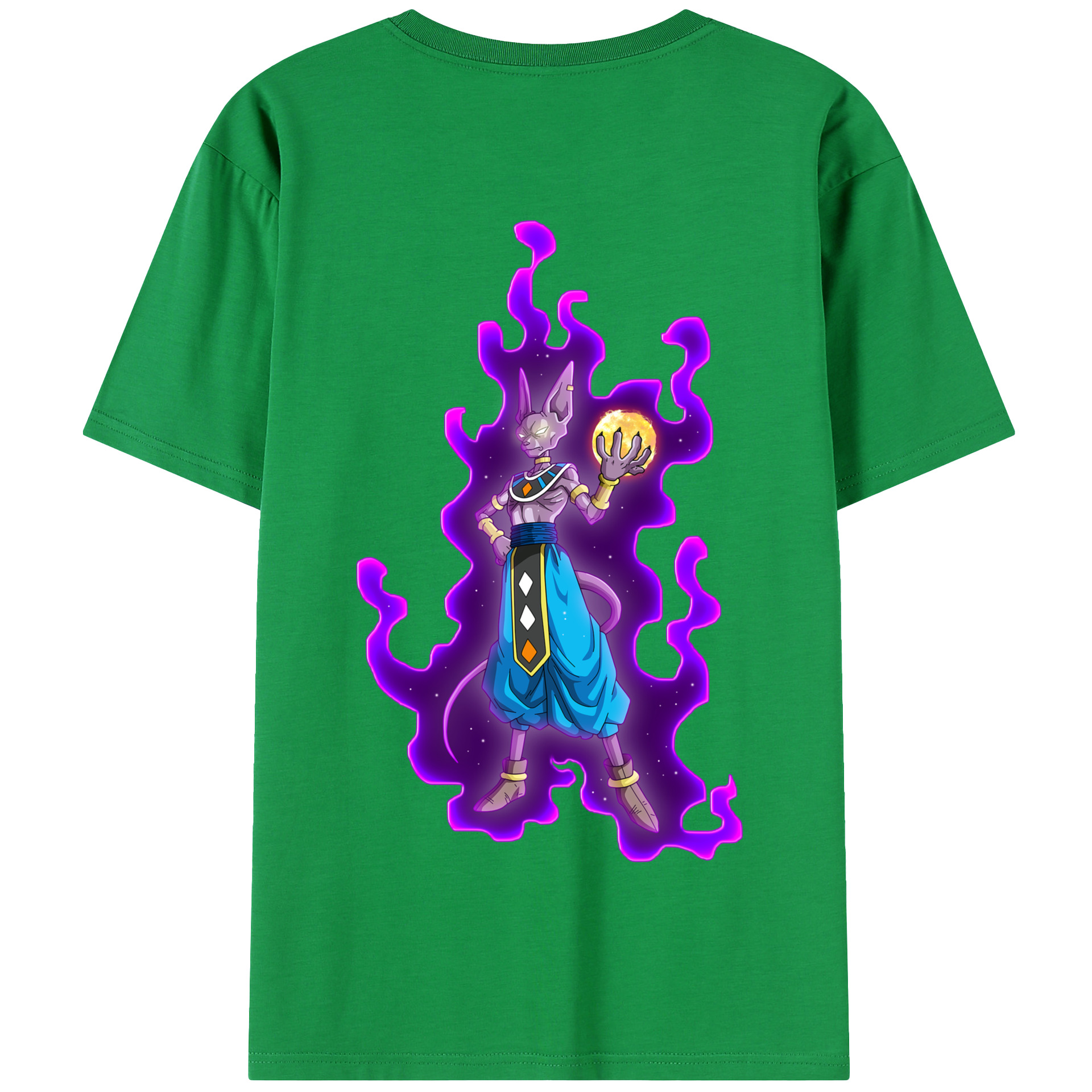 （画像用） ドラゴンボール ビルス 破壊神ビルス DRAGON BALL Beerus Birusu 綿100％半袖Tシャツ（背面プリント）