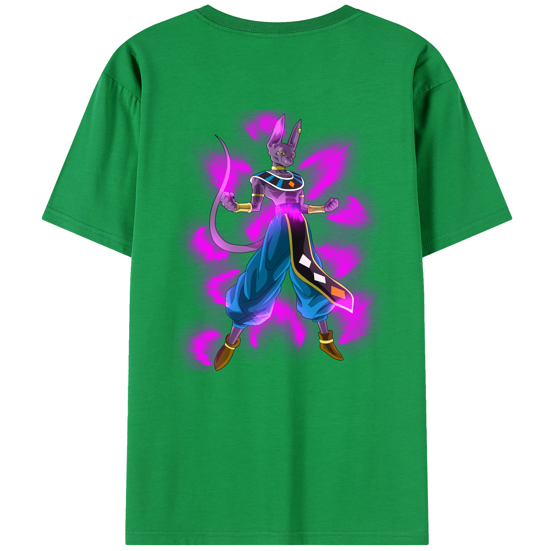 （画像用） ドラゴンボール ビルス 破壊神ビルス DRAGON BALL Beerus Birusu 綿100％半袖Tシャツ（背面プリント）
