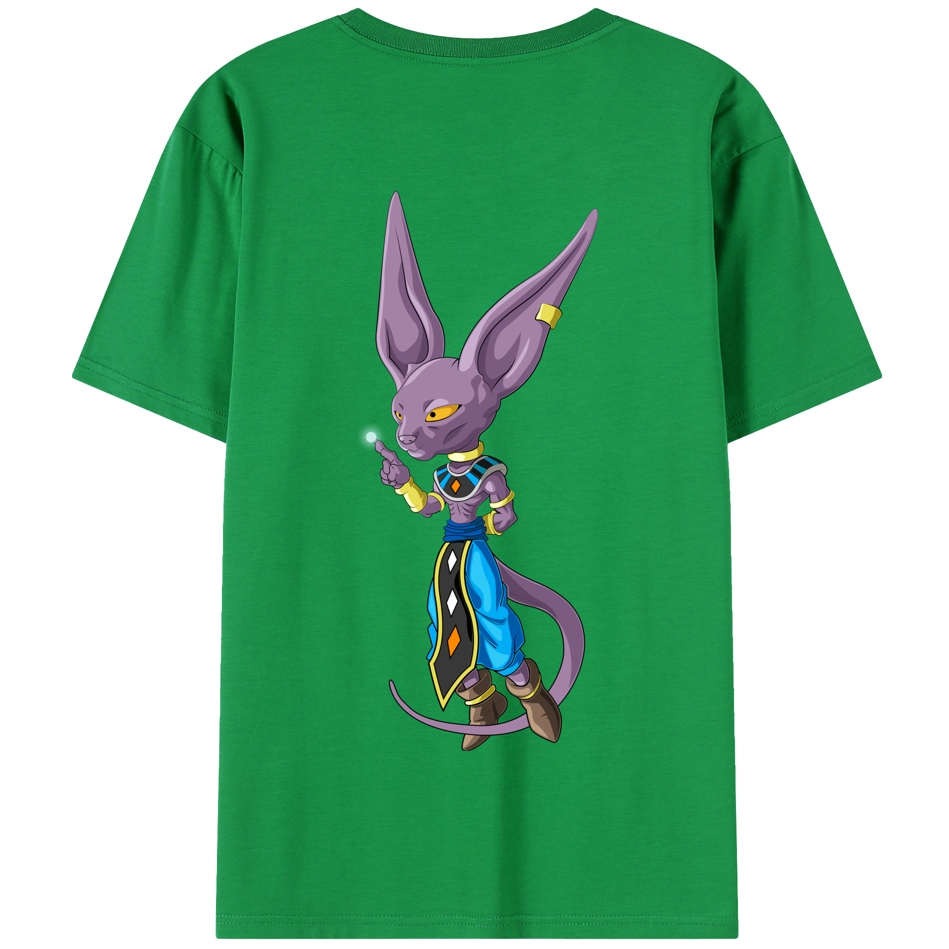 （画像用） ドラゴンボール ビルス 破壊神ビルス DRAGON BALL Beerus Birusu 綿100％半袖Tシャツ（背面プリント）