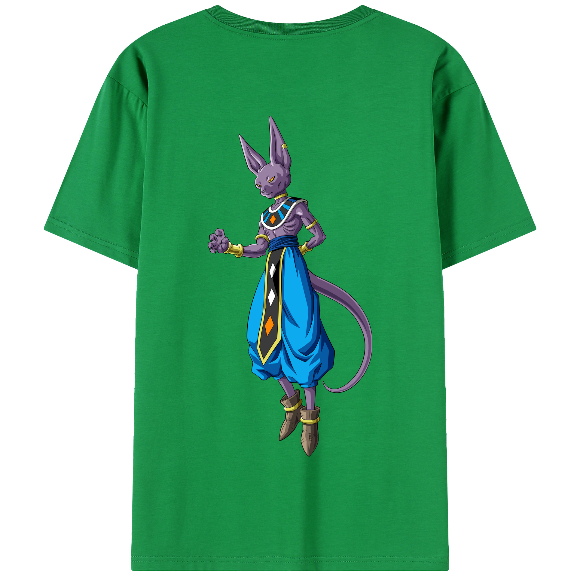 （画像用） ドラゴンボール ビルス 破壊神ビルス DRAGON BALL Beerus Birusu 綿100％半袖Tシャツ（背面プリント）