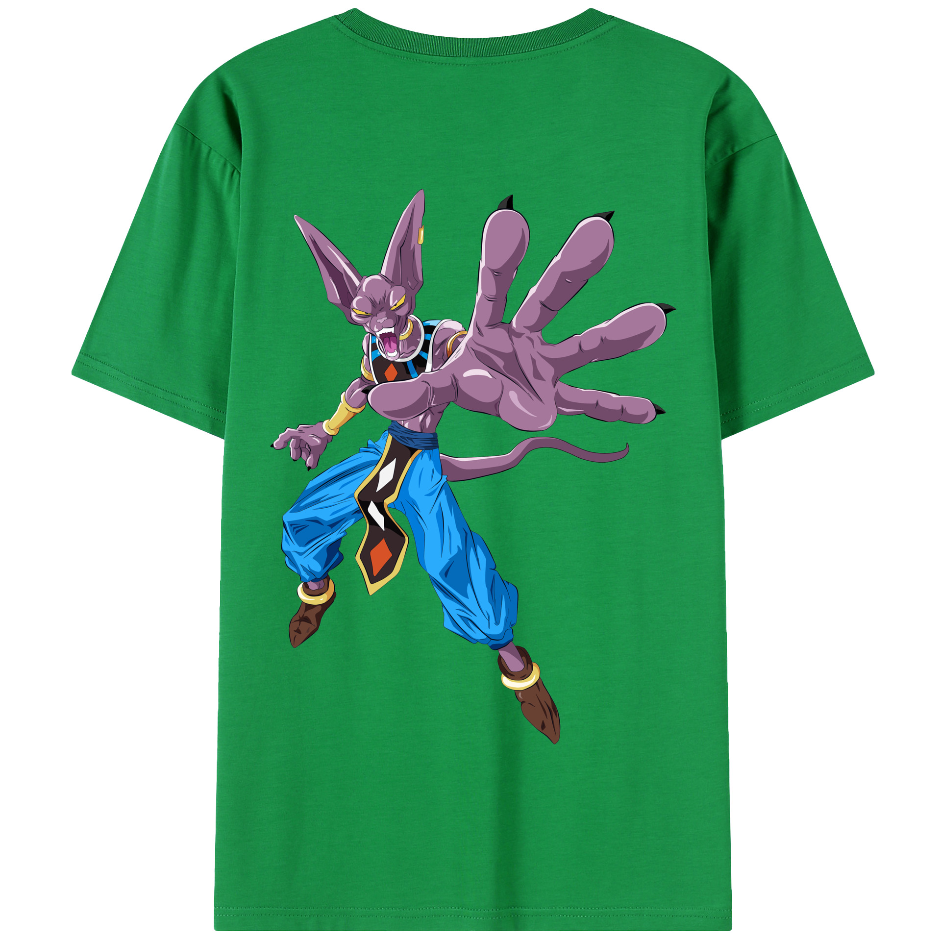 （画像用） ドラゴンボール ビルス 破壊神ビルス DRAGON BALL Beerus Birusu 綿100％半袖Tシャツ（背面プリント）