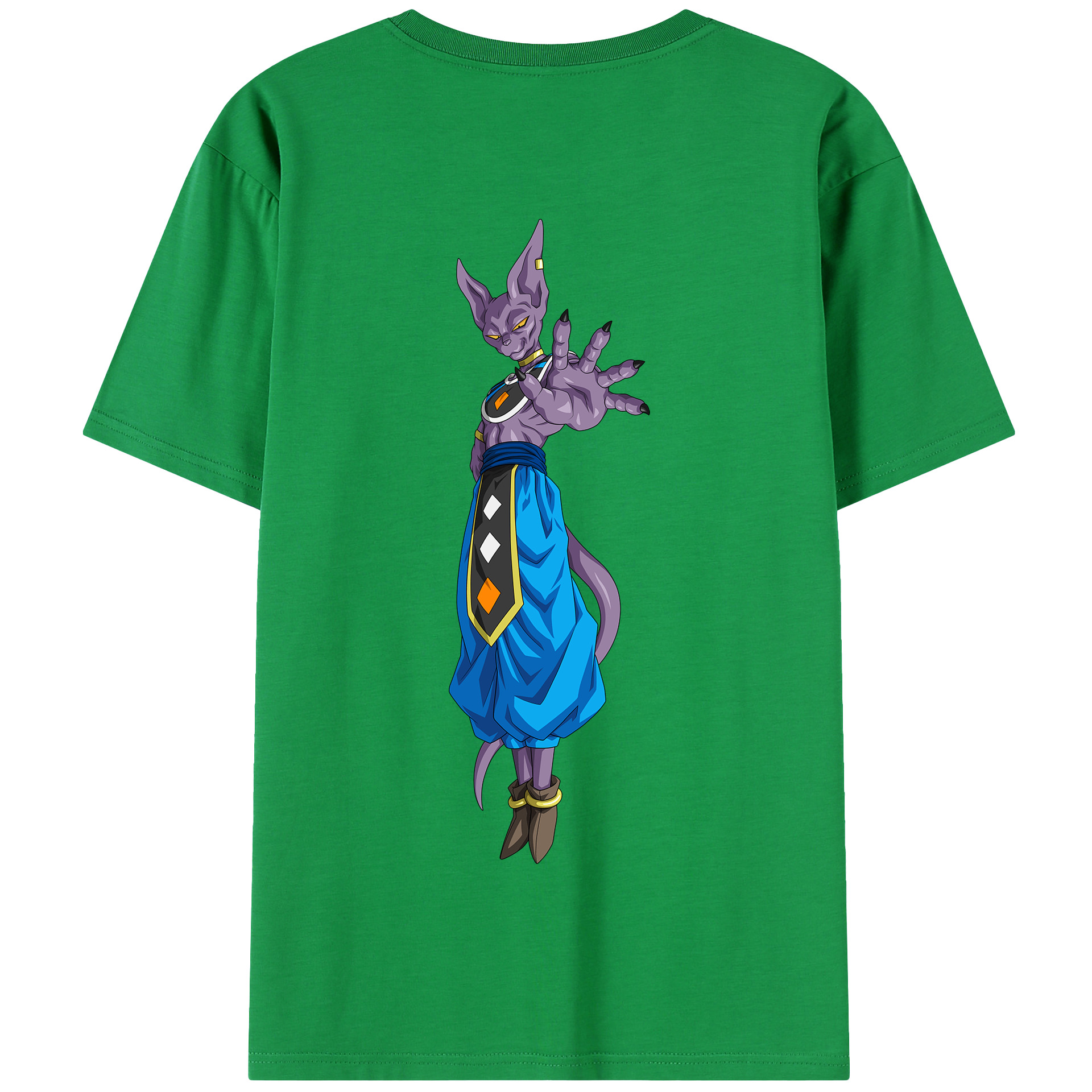 （画像用） ドラゴンボール ビルス 破壊神ビルス DRAGON BALL Beerus Birusu 綿100％半袖Tシャツ（背面プリント）