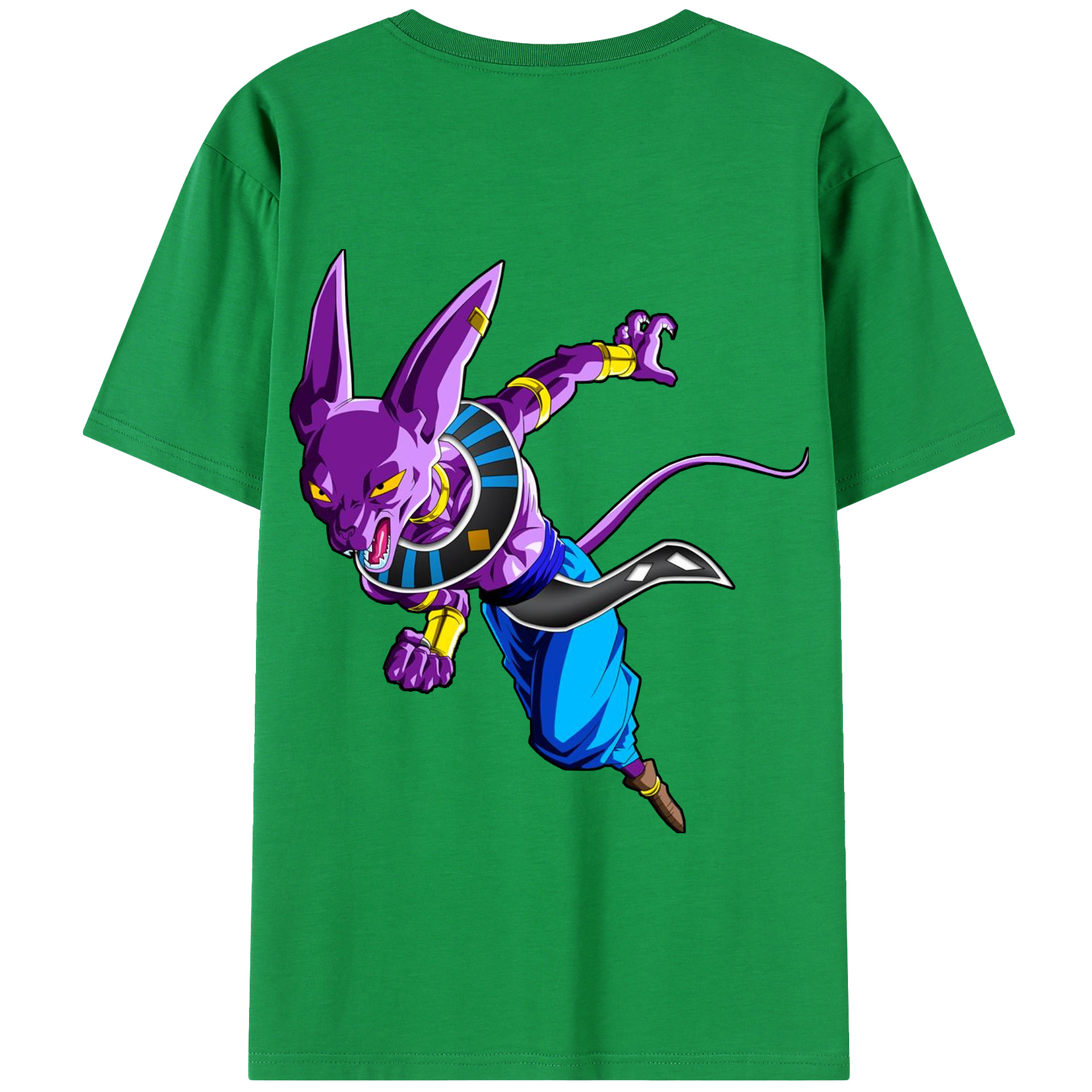 （画像用） ドラゴンボール ビルス 破壊神ビルス DRAGON BALL Beerus Birusu 綿100％半袖Tシャツ（背面プリント）