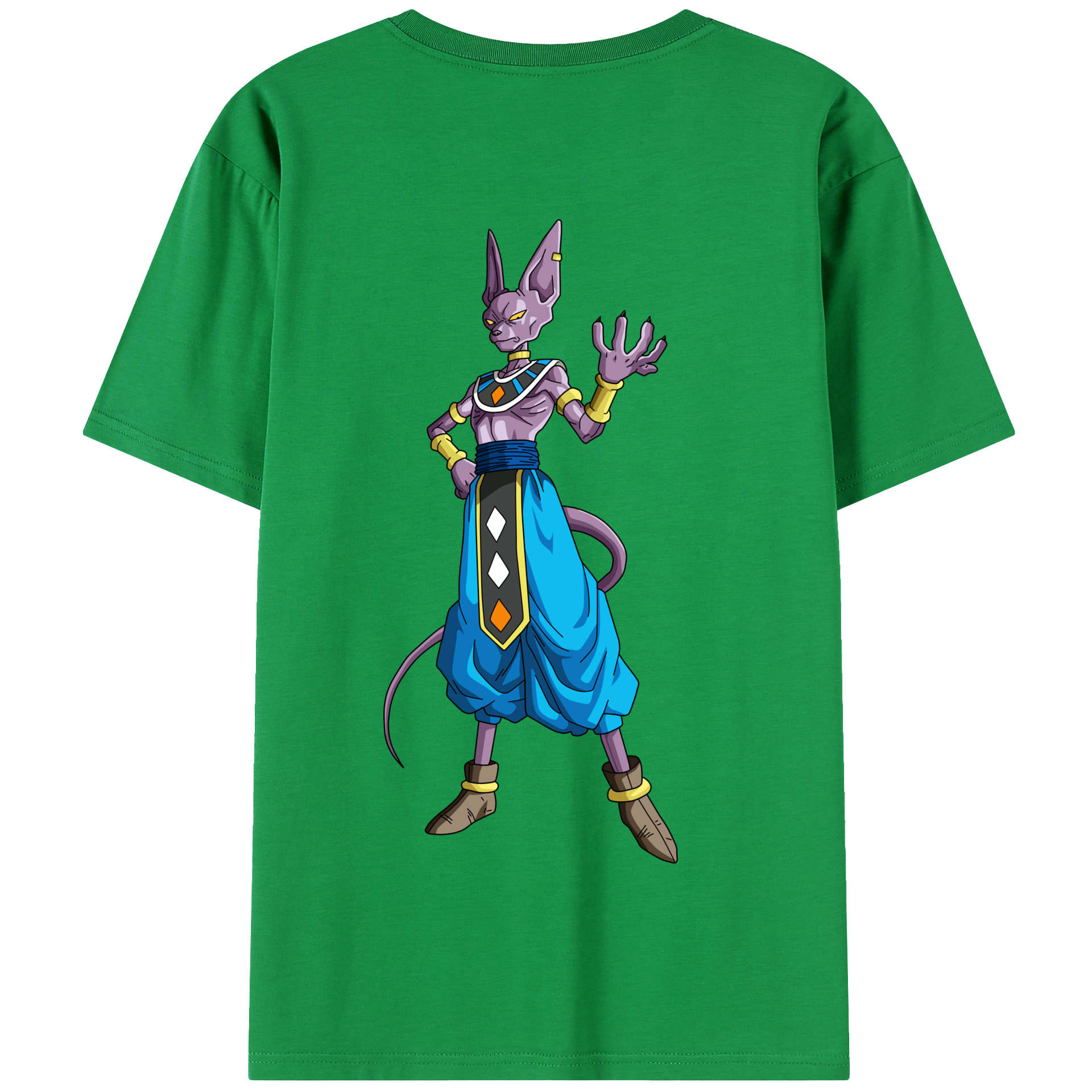 （画像用） ドラゴンボール ビルス 破壊神ビルス DRAGON BALL Beerus Birusu 綿100％半袖Tシャツ（背面プリント）