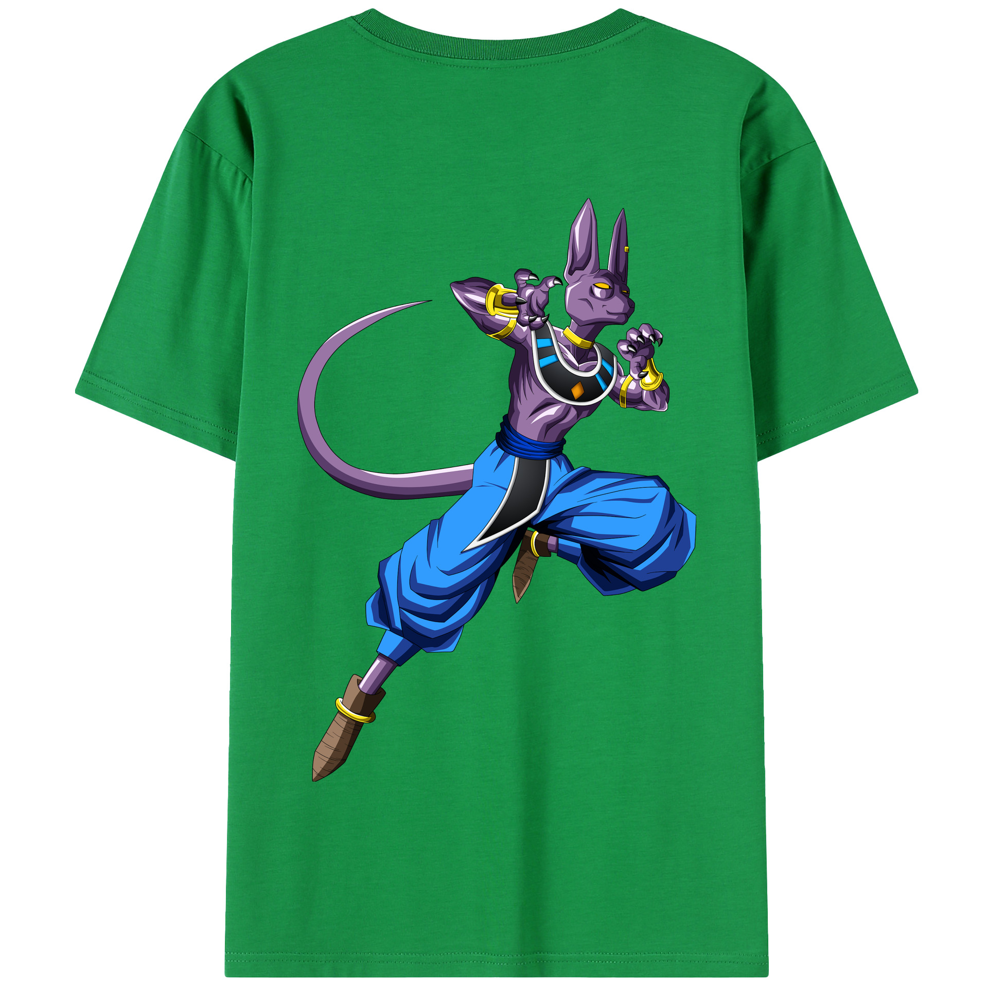 （画像用） ドラゴンボール ビルス 破壊神ビルス DRAGON BALL Beerus Birusu 綿100％半袖Tシャツ（背面プリント）